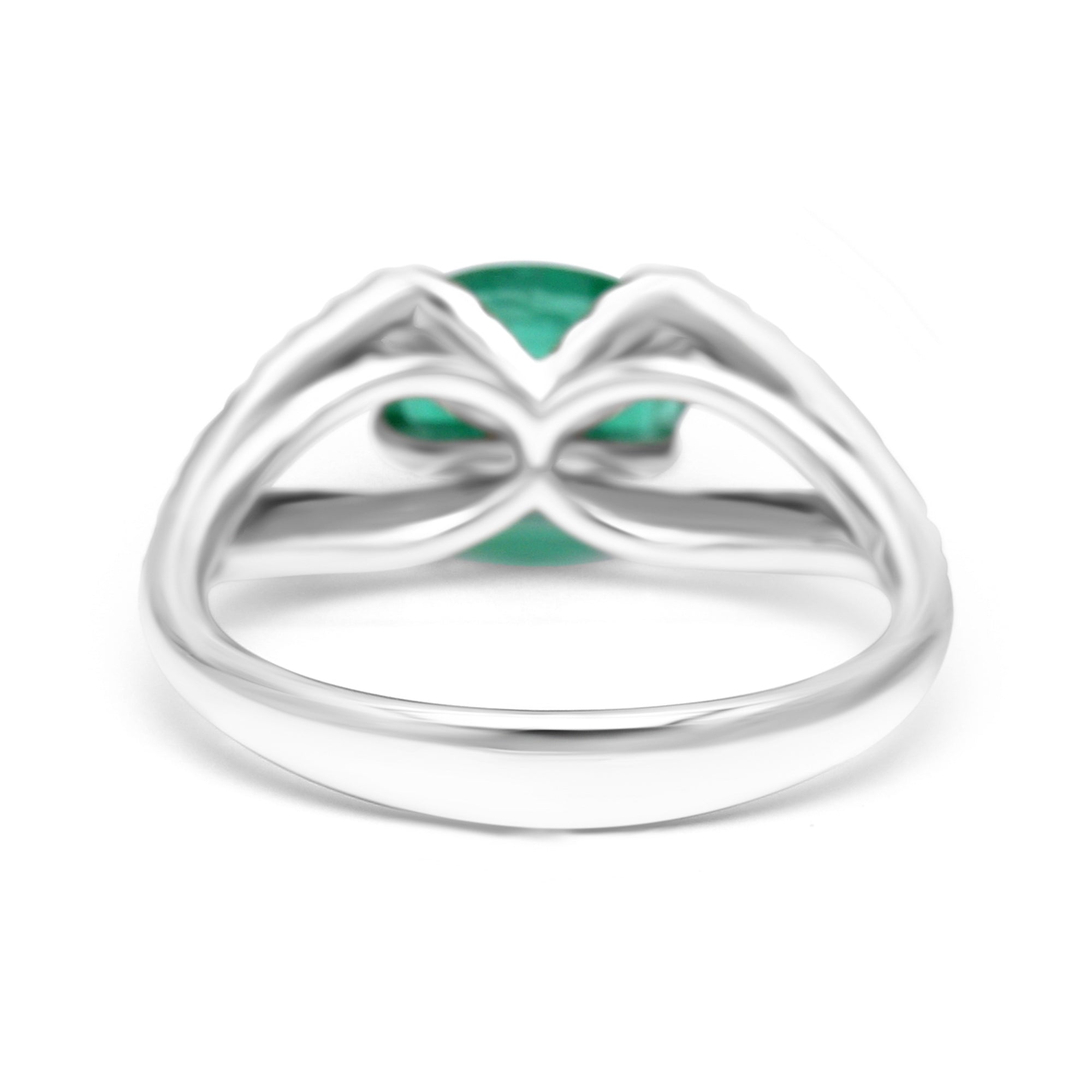 Oval Emerald Split Shank Ring - 1.64ct TW