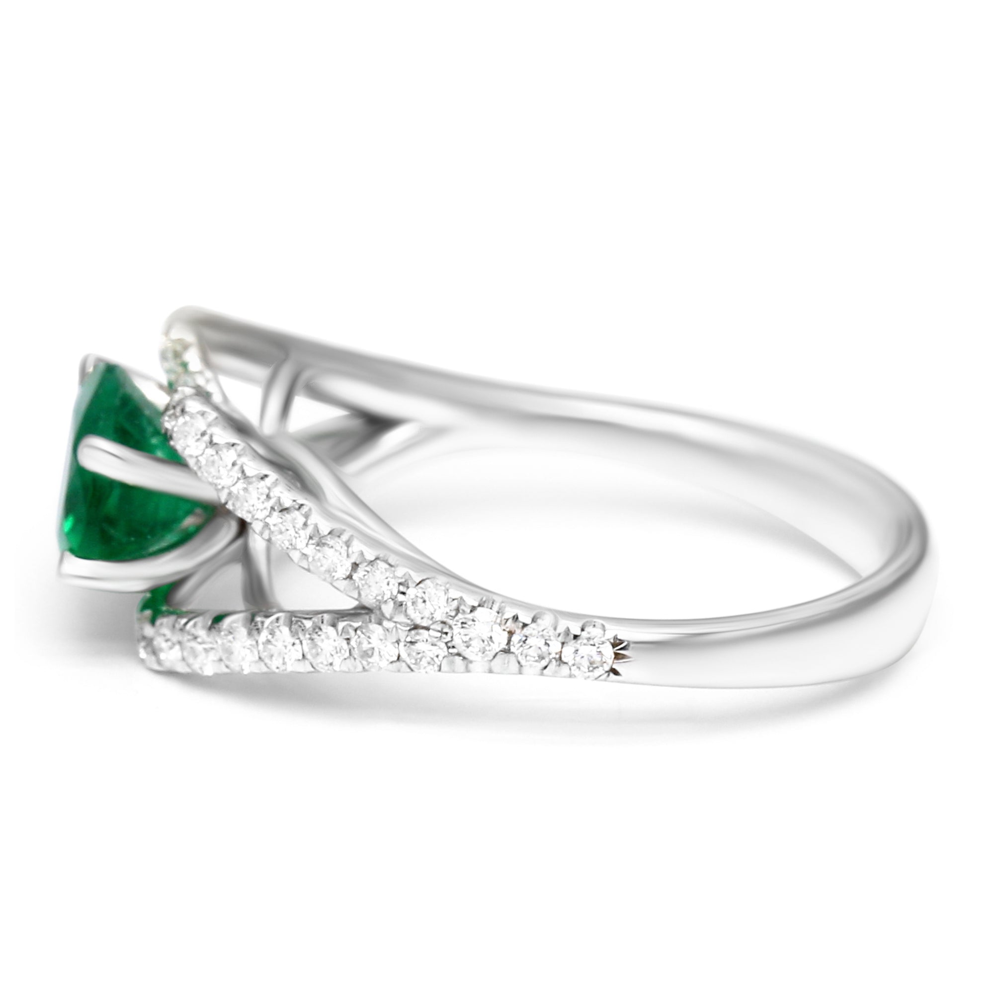 Oval Emerald Split Shank Ring - 1.64ct TW