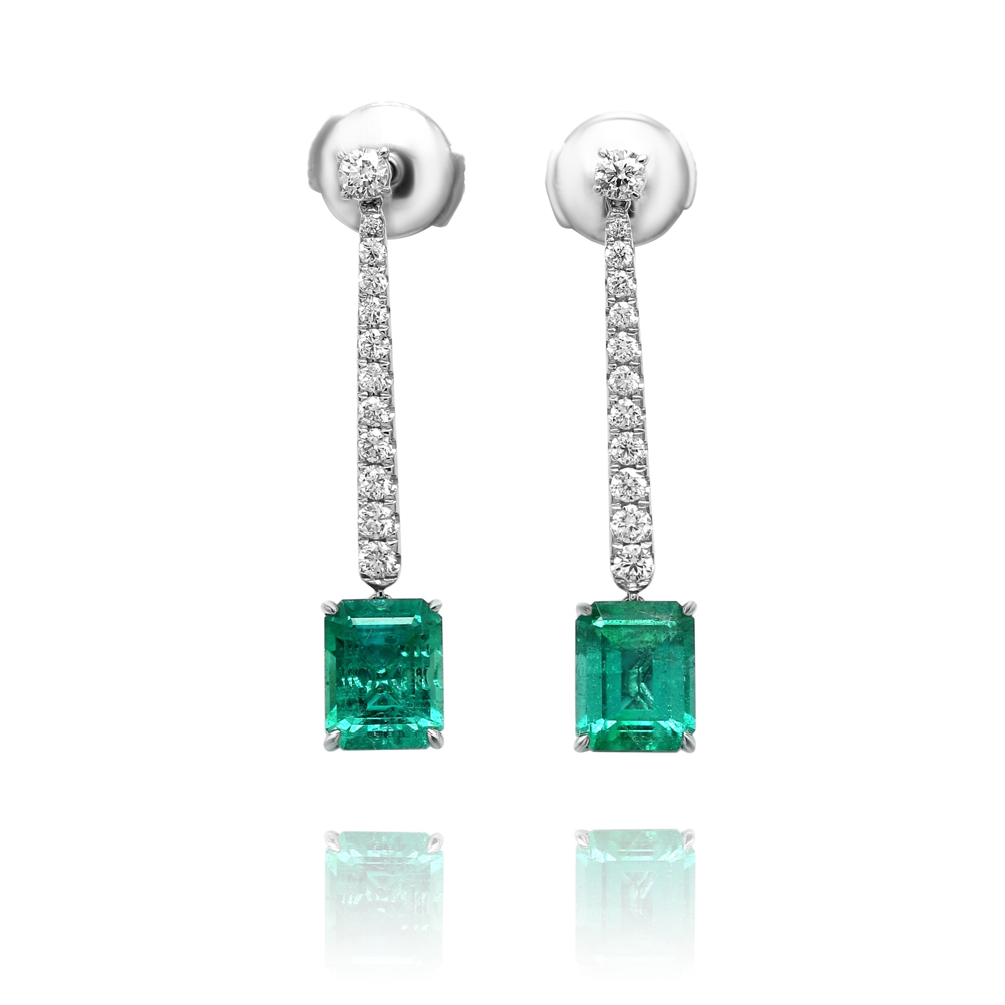 Emerald-Cut & Diamond Drop Earrings - 3.24ct TW