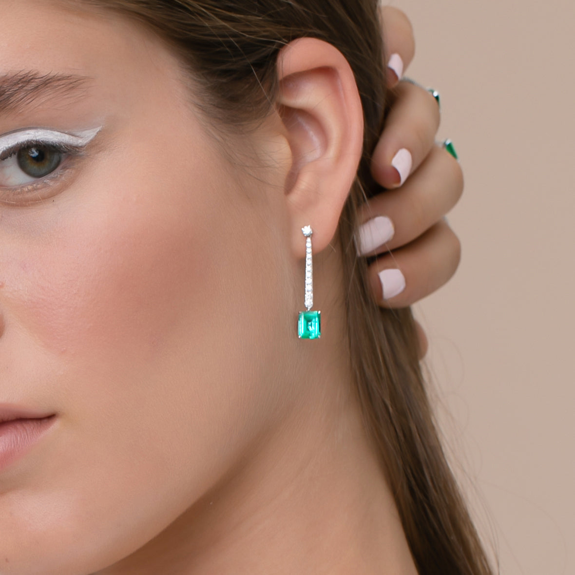 Emerald Drop Earrings with Diamonds - 3.24ct TW