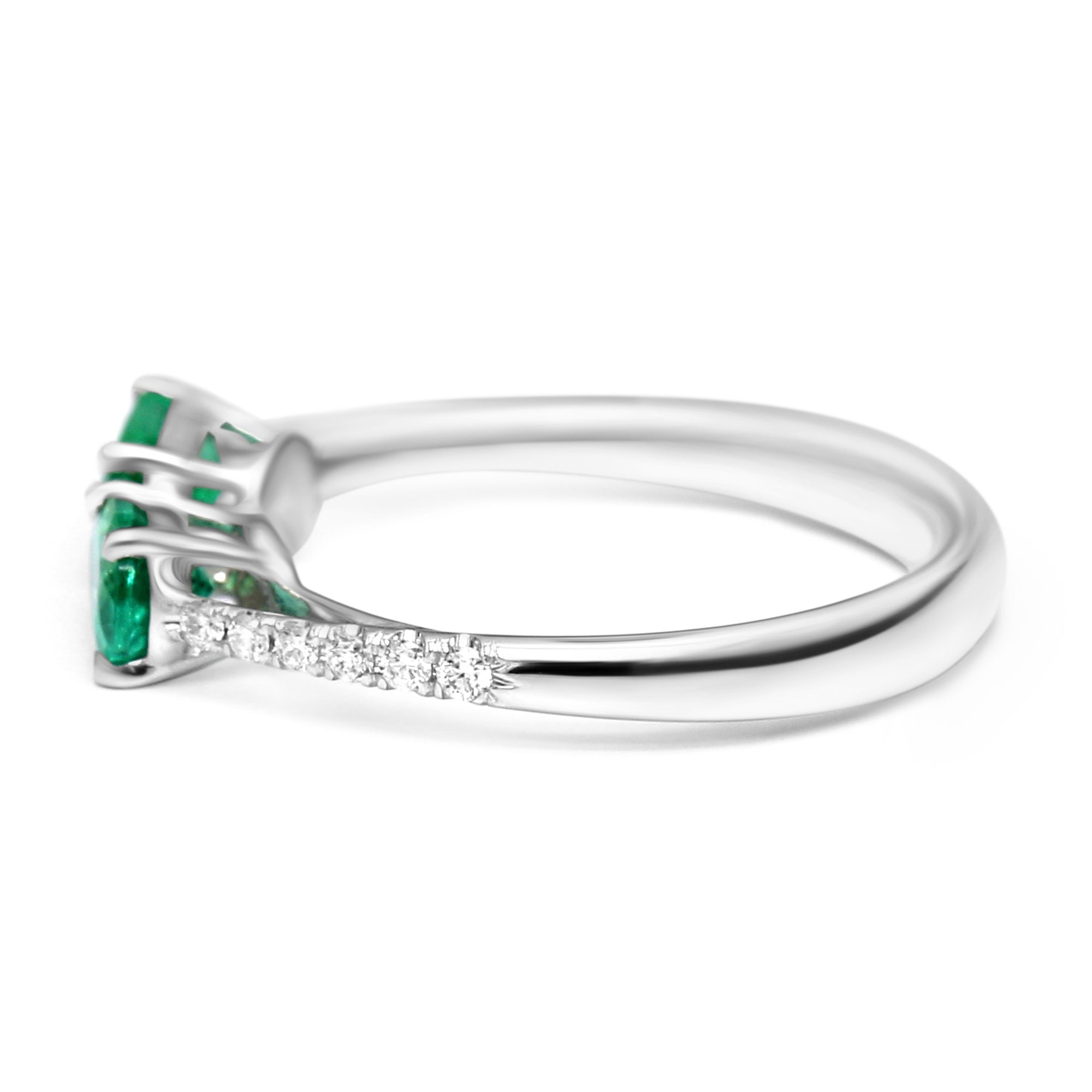 Two Pear Shape Emeralds Ring - 0.95ct TW