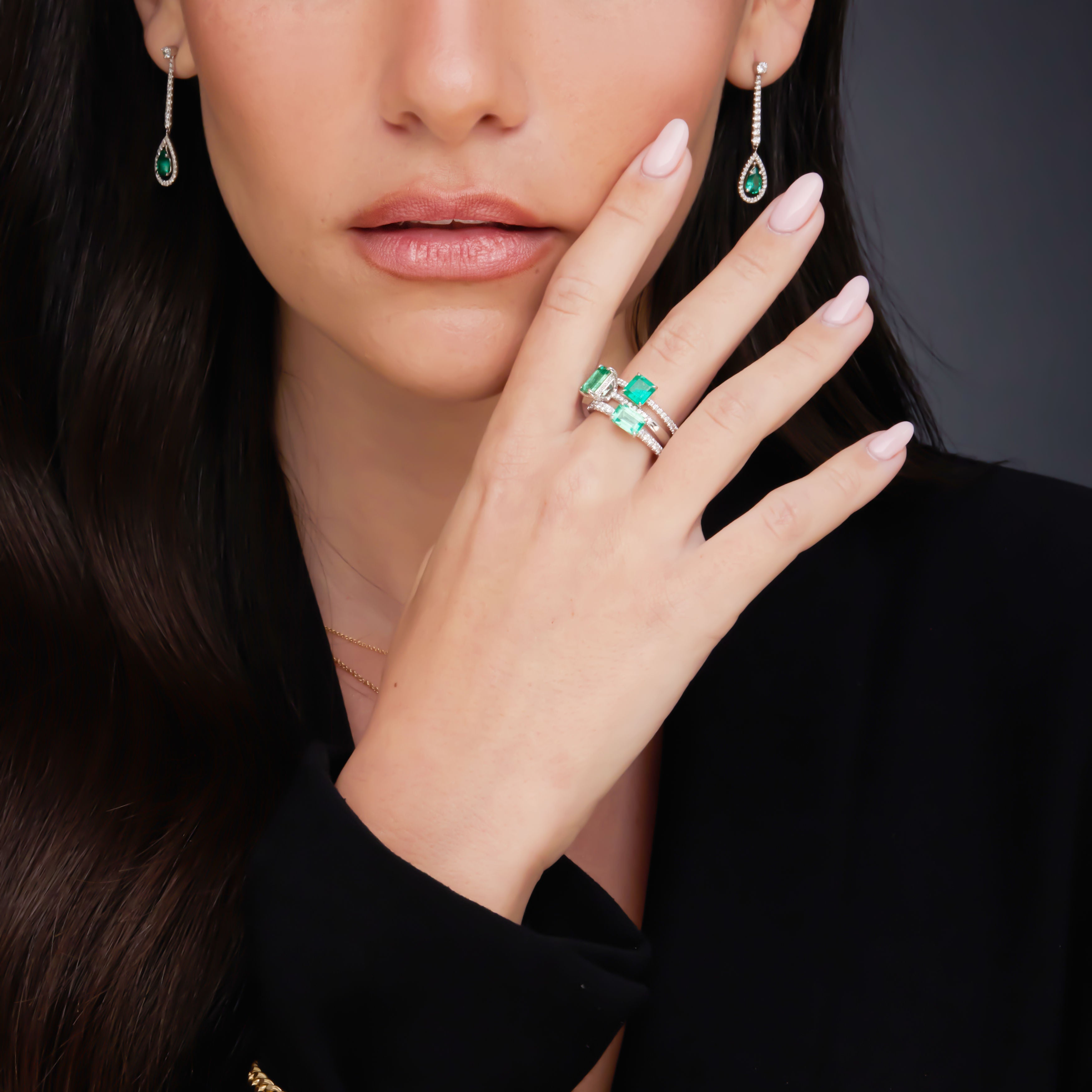 Square Emerald with Diamonds Gold Ring - 0.95ct TW