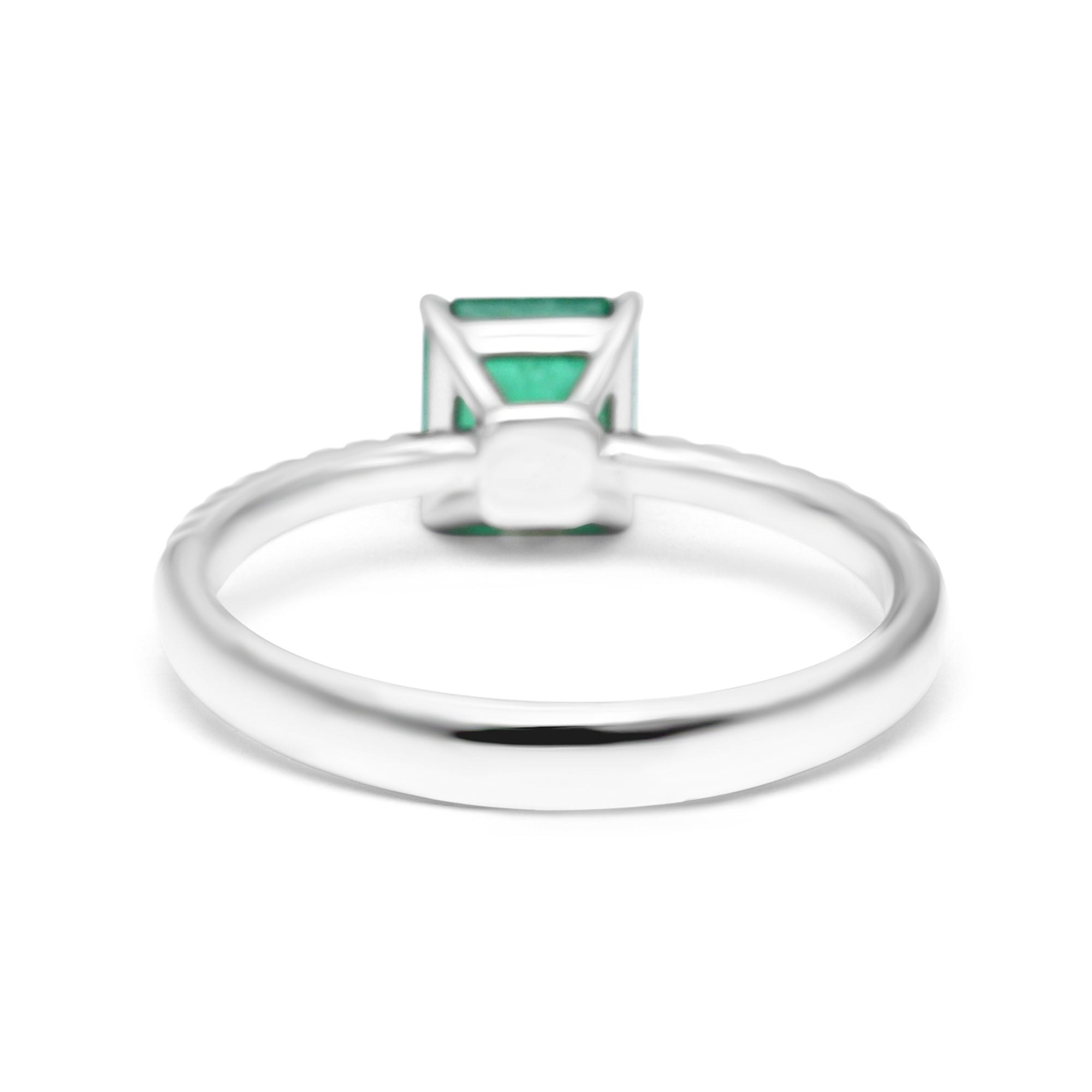 Square Emerald with Diamonds Gold Ring - 0.95ct TW