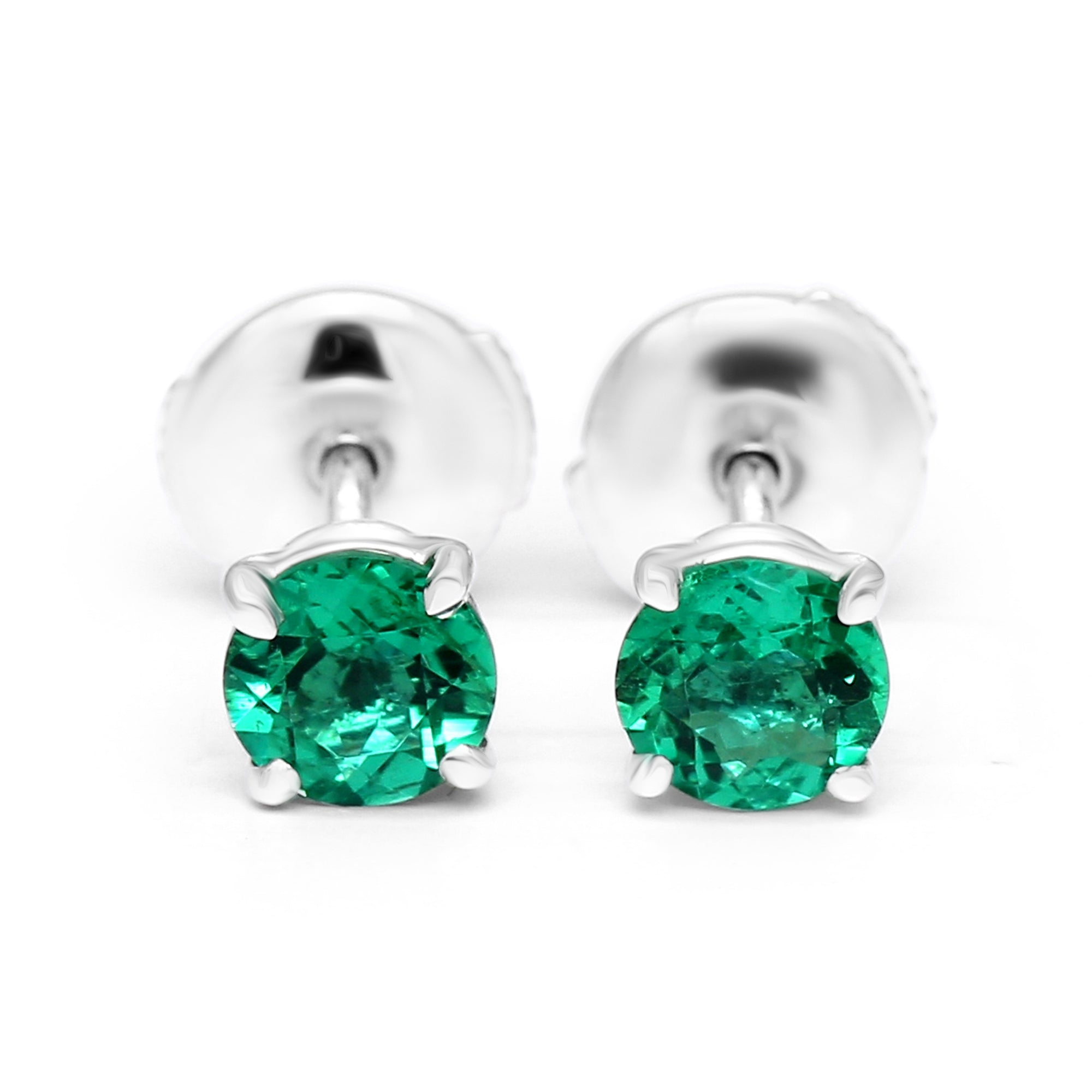 Gem Round Emerald Studs - 1.08ct TW