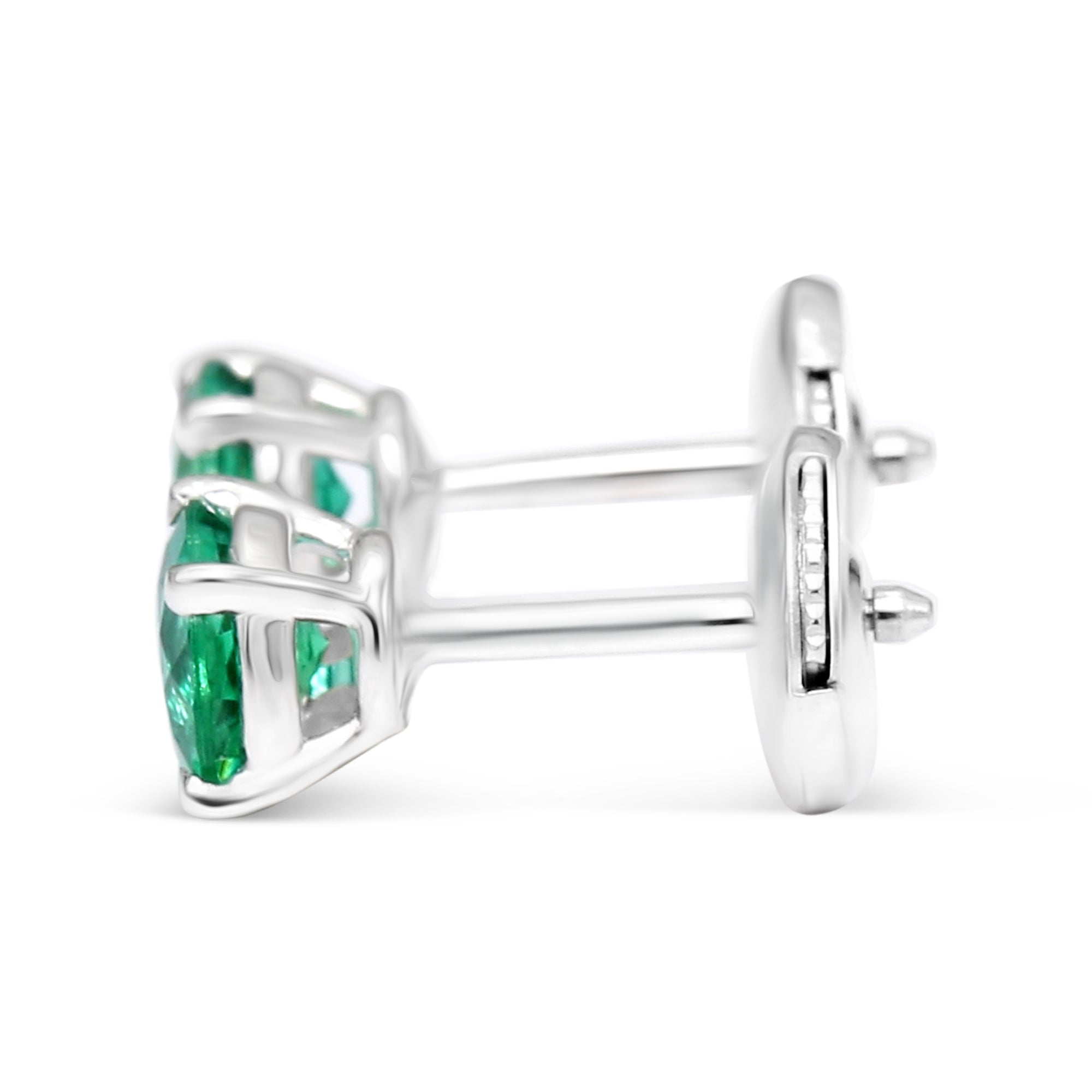 Gem Round Emerald Studs - 1.08ct TW