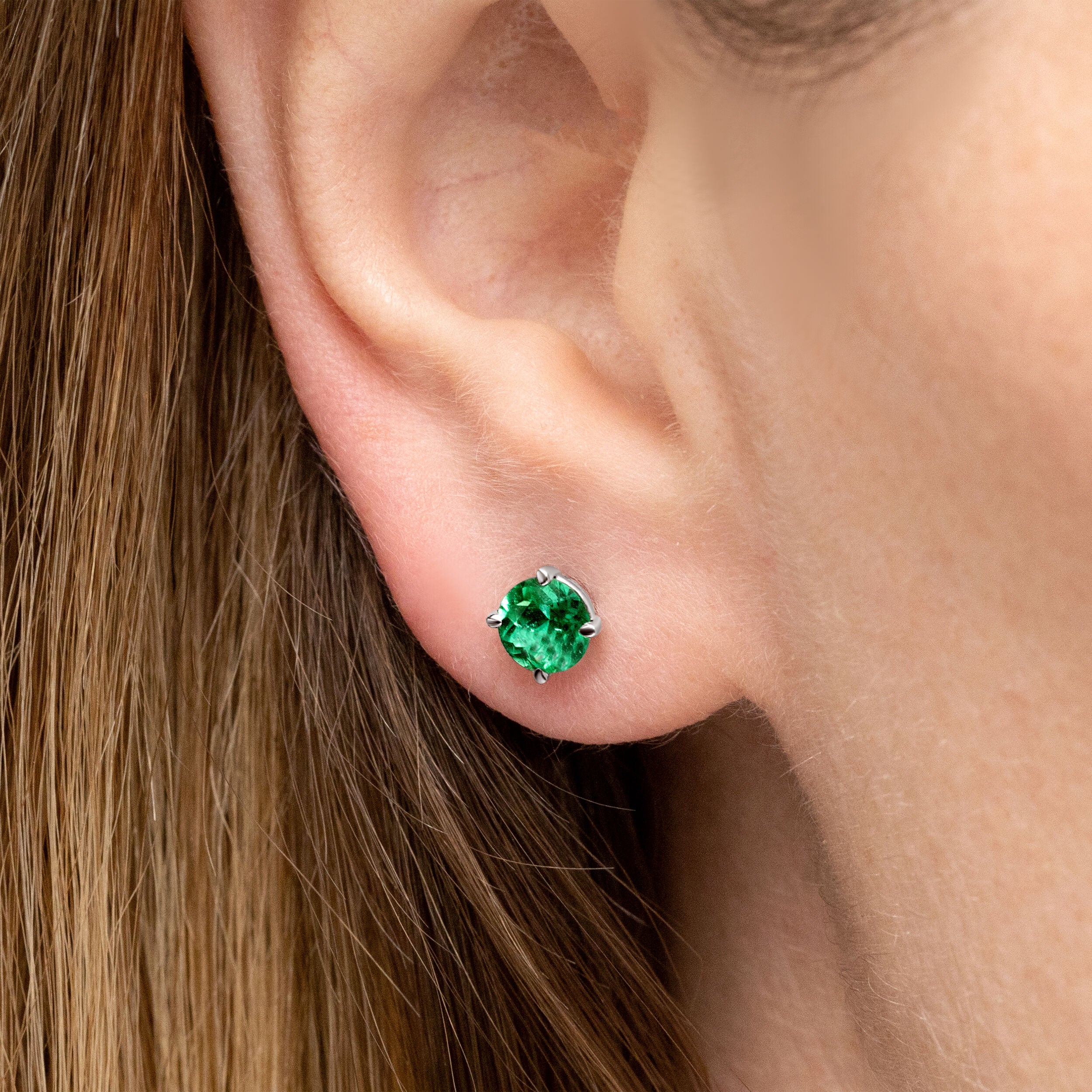 Gem Round Emerald Studs - 1.08ct TW