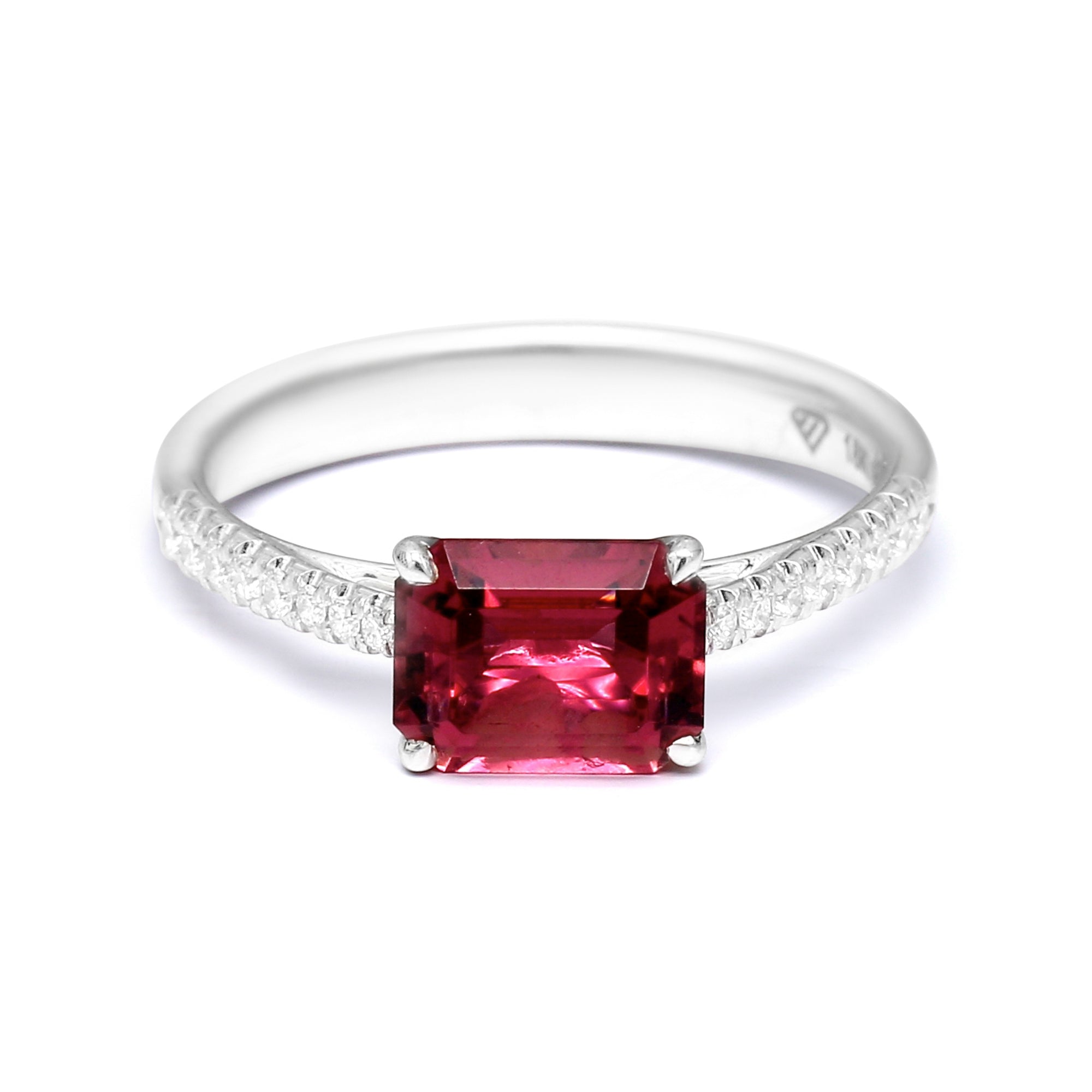 Rubellite East-West Ring with Diamonds - 1.30ct TW
