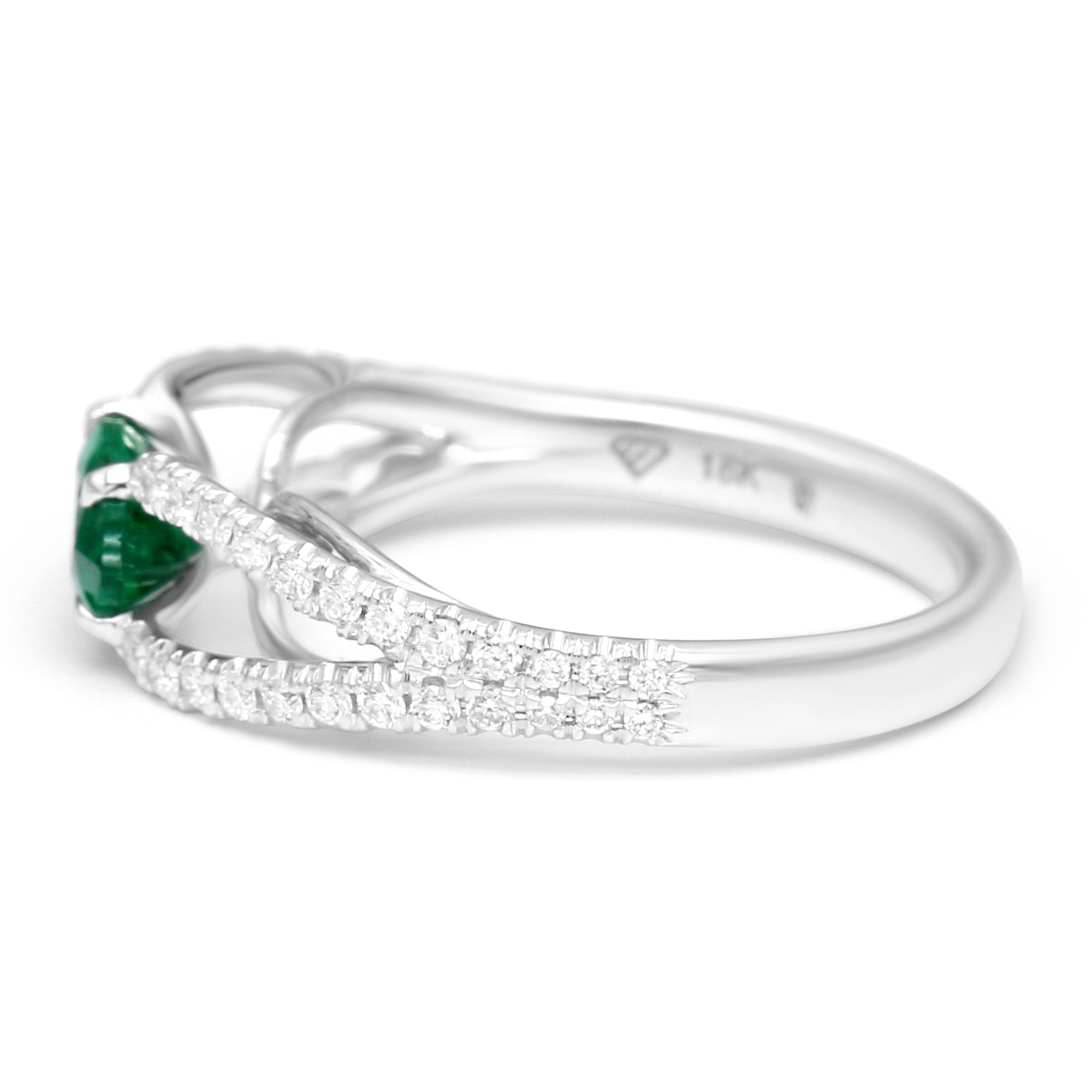 Emerald East-West Split Shank Ring -1.23ct TW