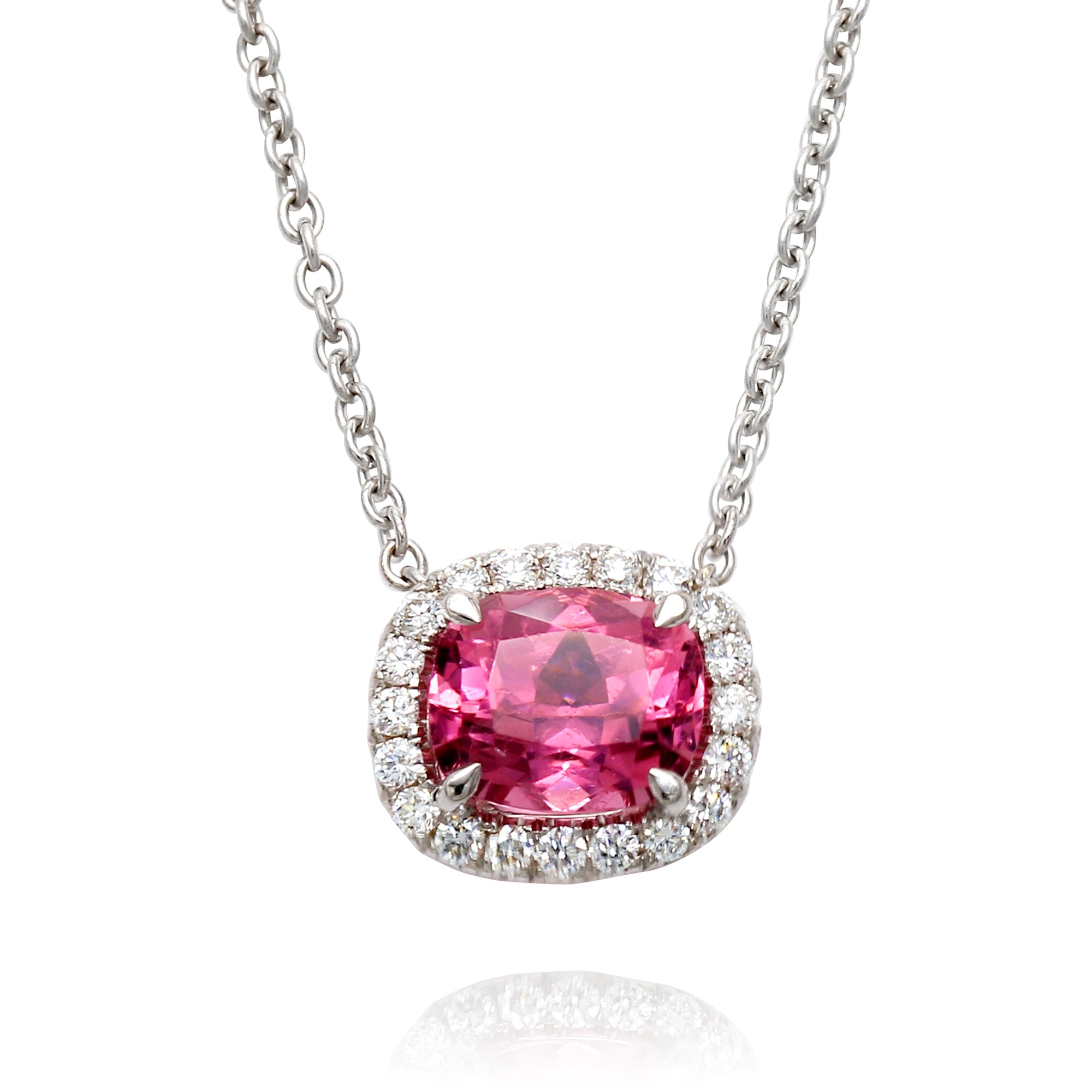 Pink Tourmaline Cushion Gold Pendant - 1.94ct TW