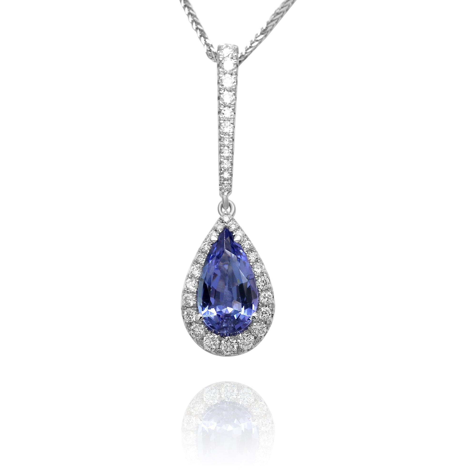 Pear Shape Tanzanite Halo Pendant - 1.92ct TW