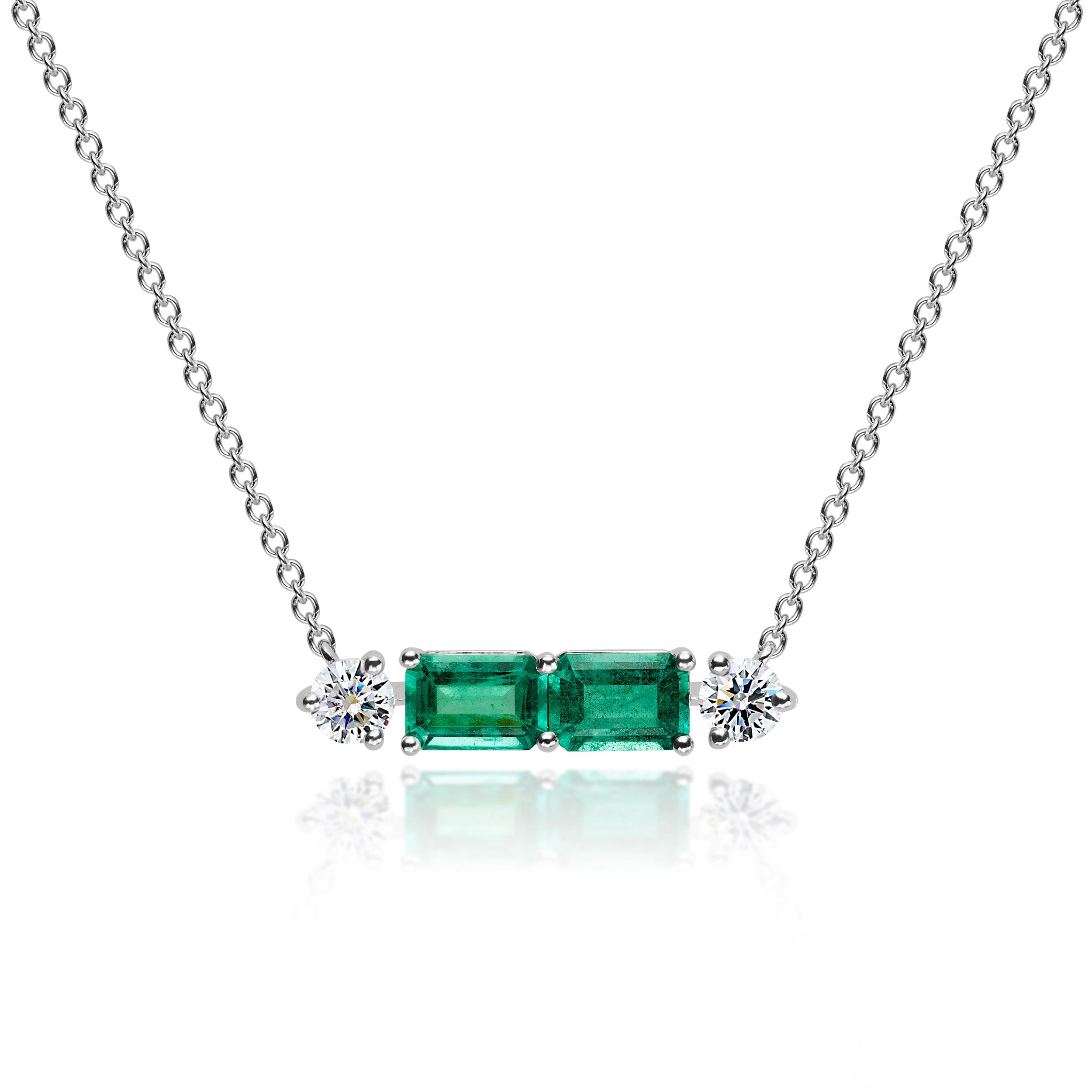 Two Emerald East West Pendant - 1.26ct TW