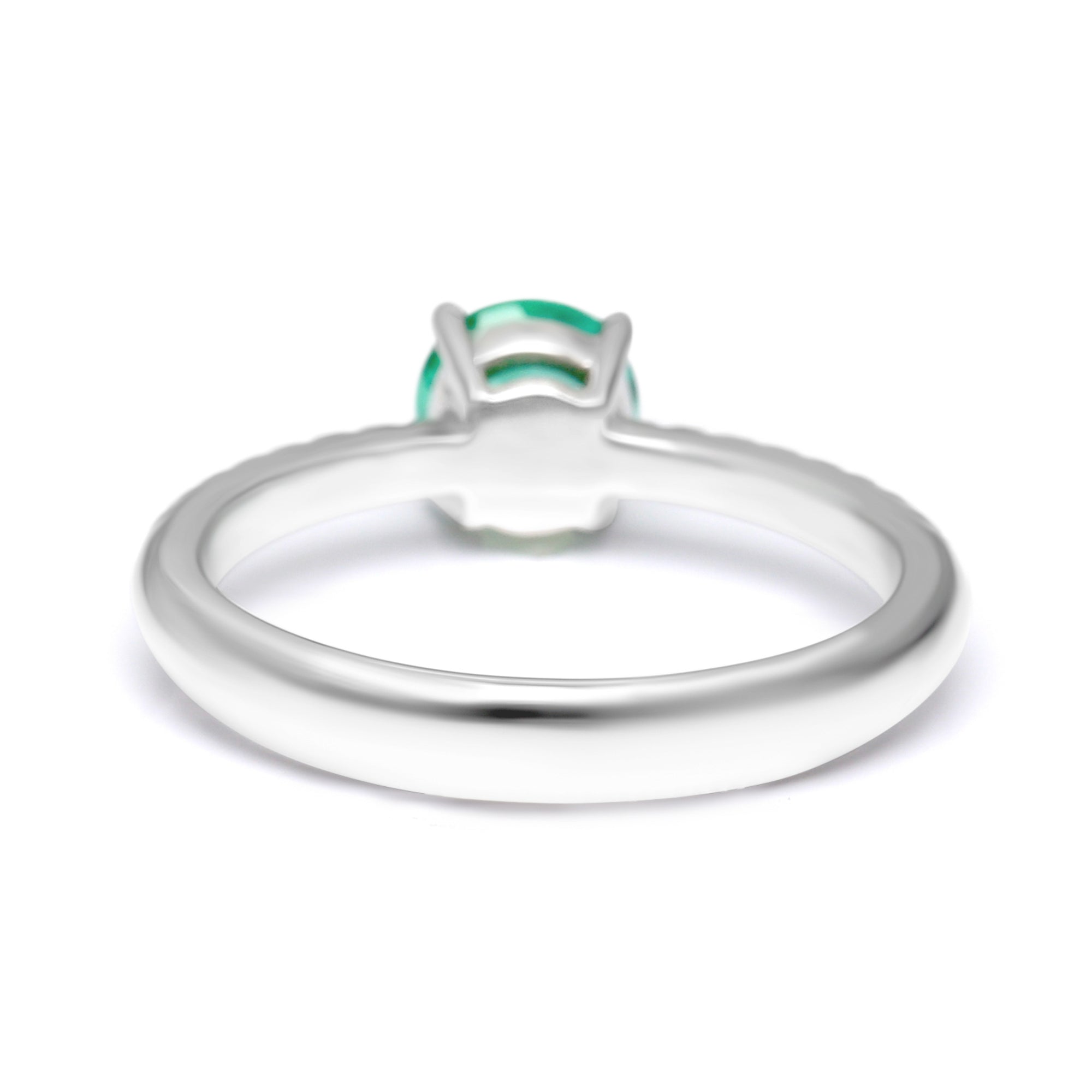 Emerald Round with Diamonds Ring - 0.88ct TW