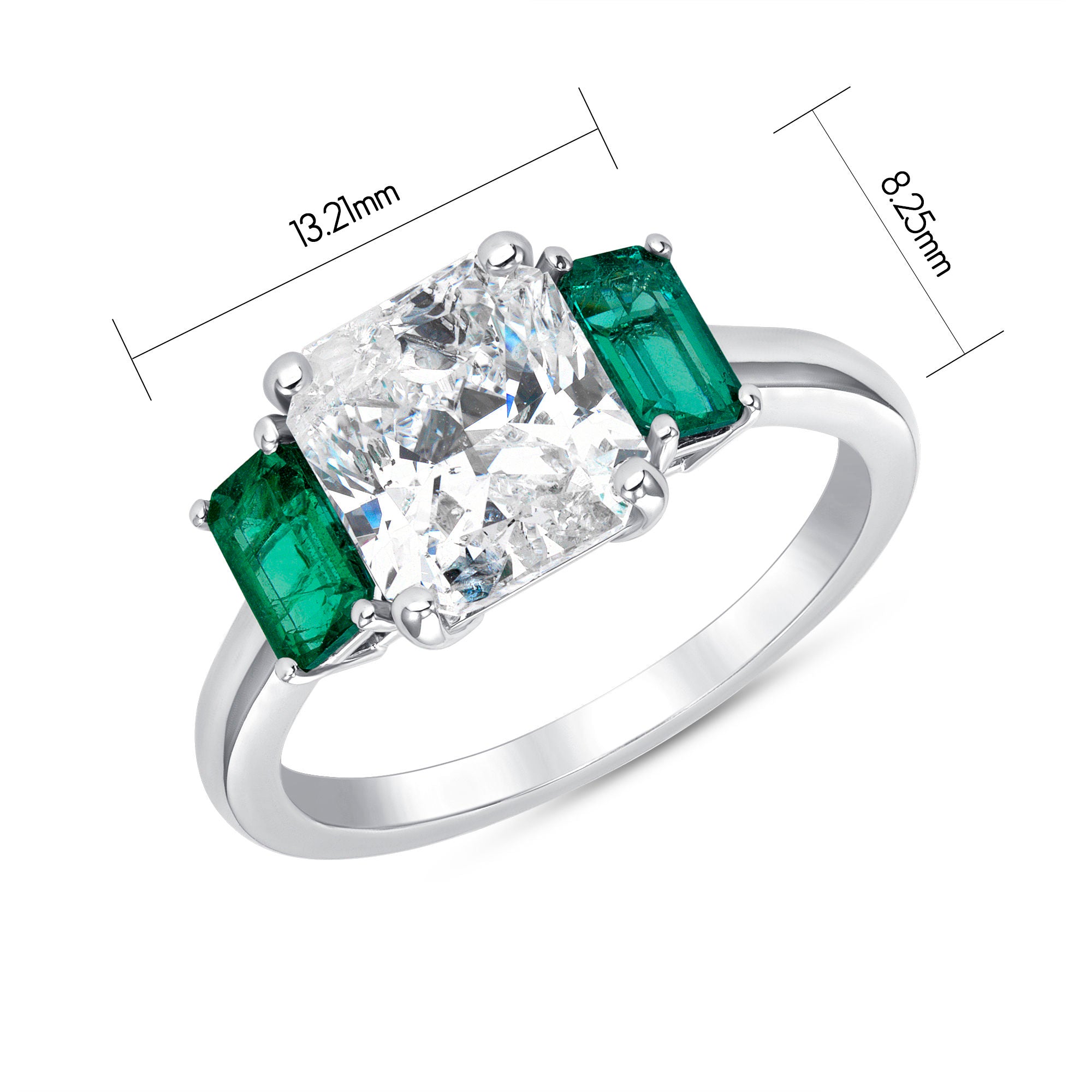 Diamond with Emerald Side Stones Ring - 2.71ct TW