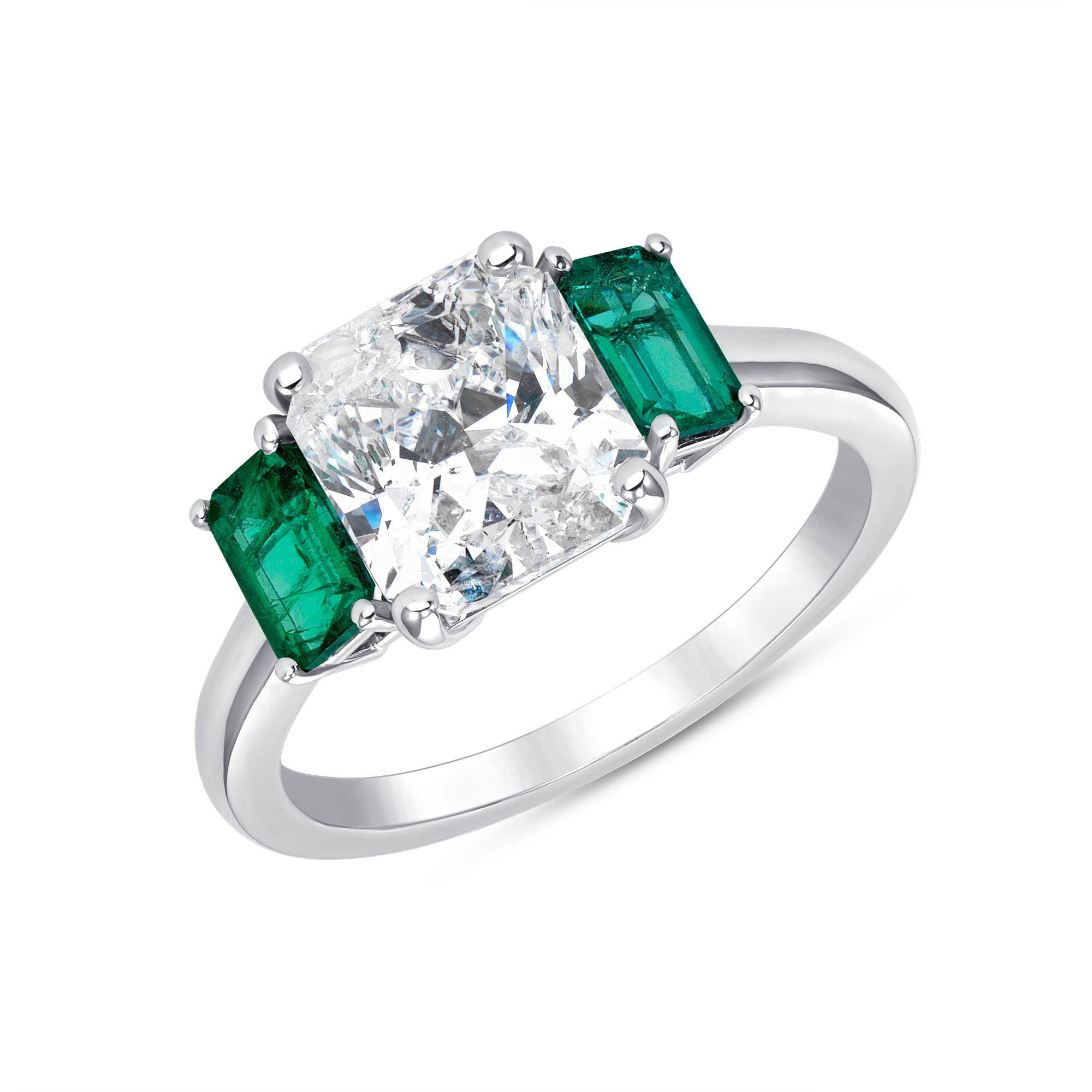 Diamond with Emerald Side Stones Ring - 2.71ct TW