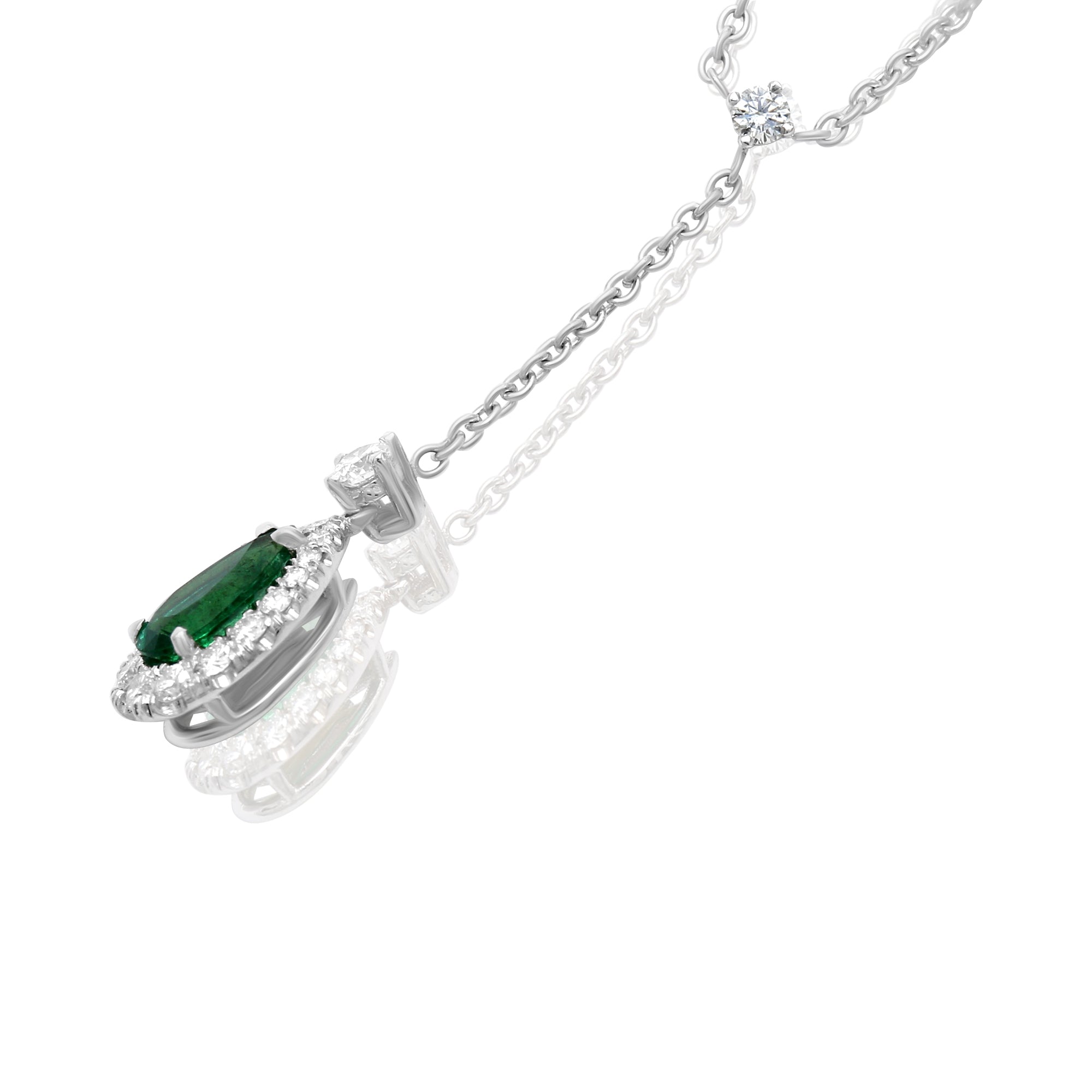 Emerald Pear Shape Pendant - White Gold