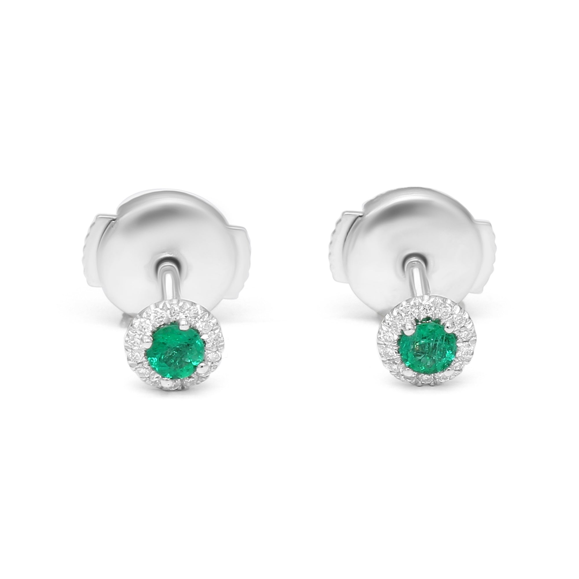 Emerald Halo Stud Earrings - 0.25ct TW