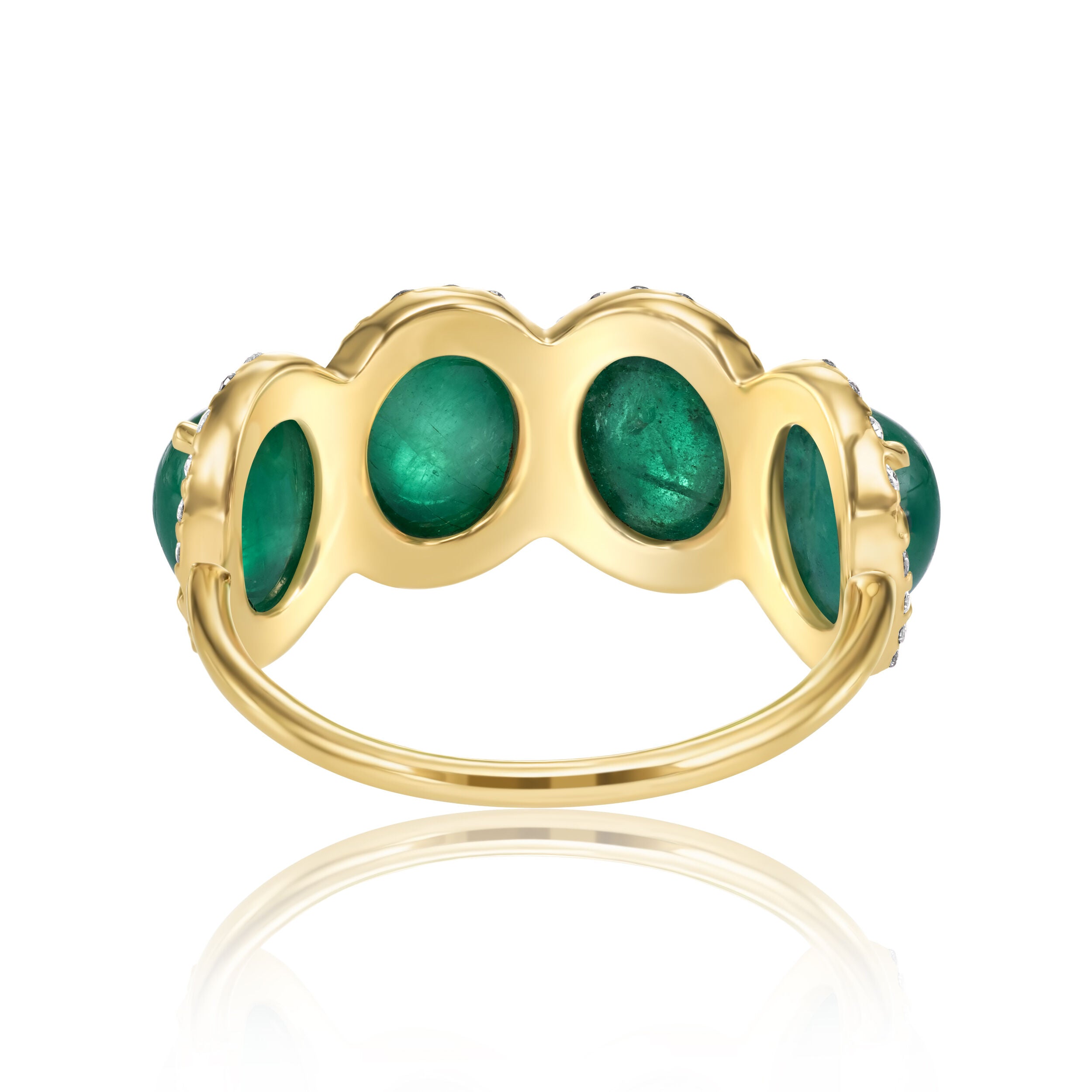 Cabochon Emerald Half Eternity Ring - 4.33ct TW