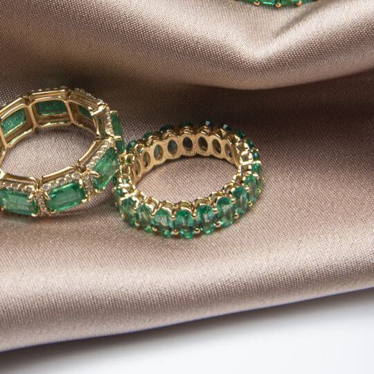 Emerald Eternity Ring - Eshli Fine Jewelry