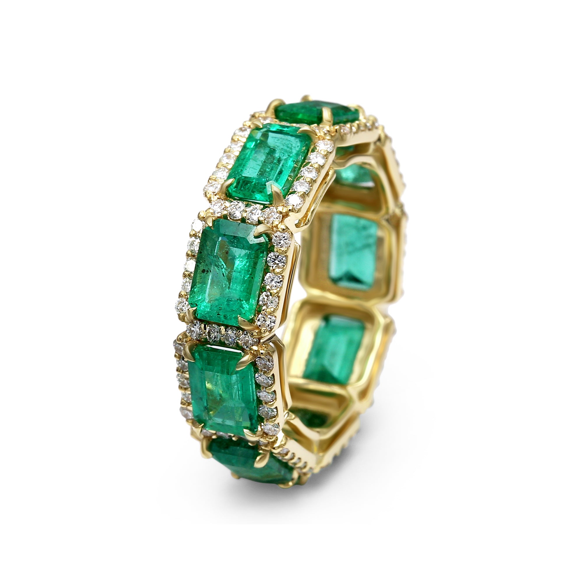 Emerald & Diamond Eternity Ring - 7.02 TW