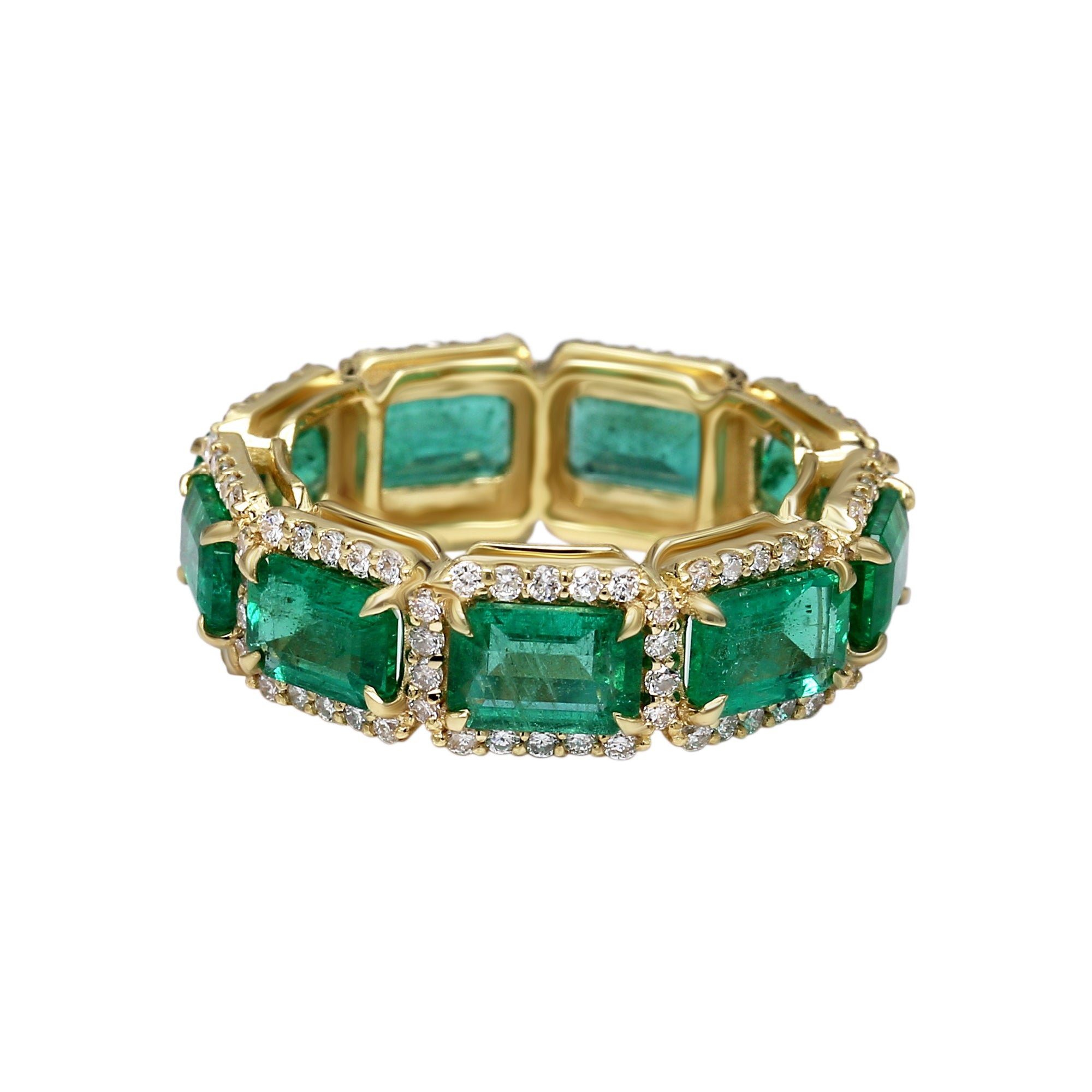 Emerald & Diamond Eternity Ring - 7.02 TW