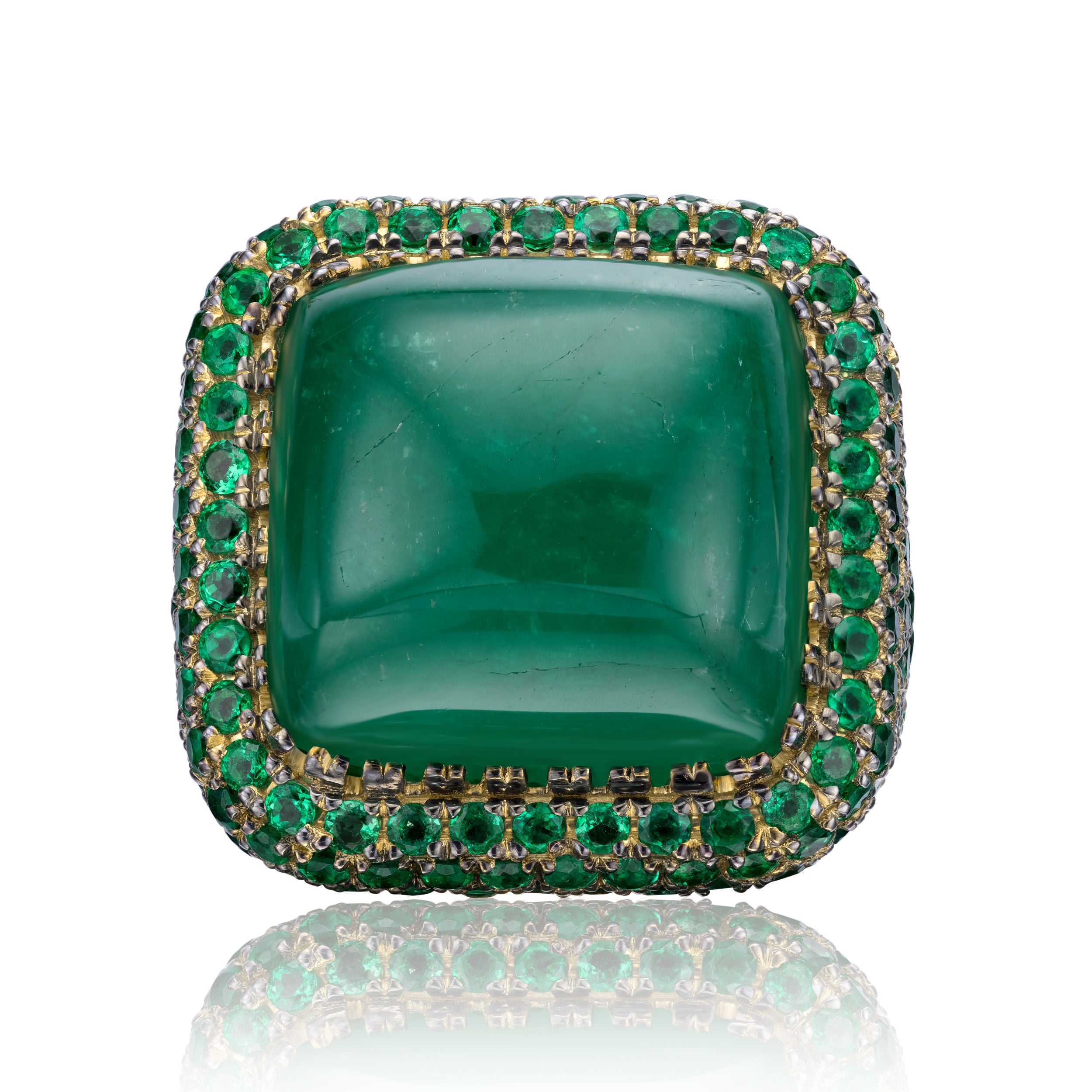 Emerald Cabochon Ring - 35.99ct TW