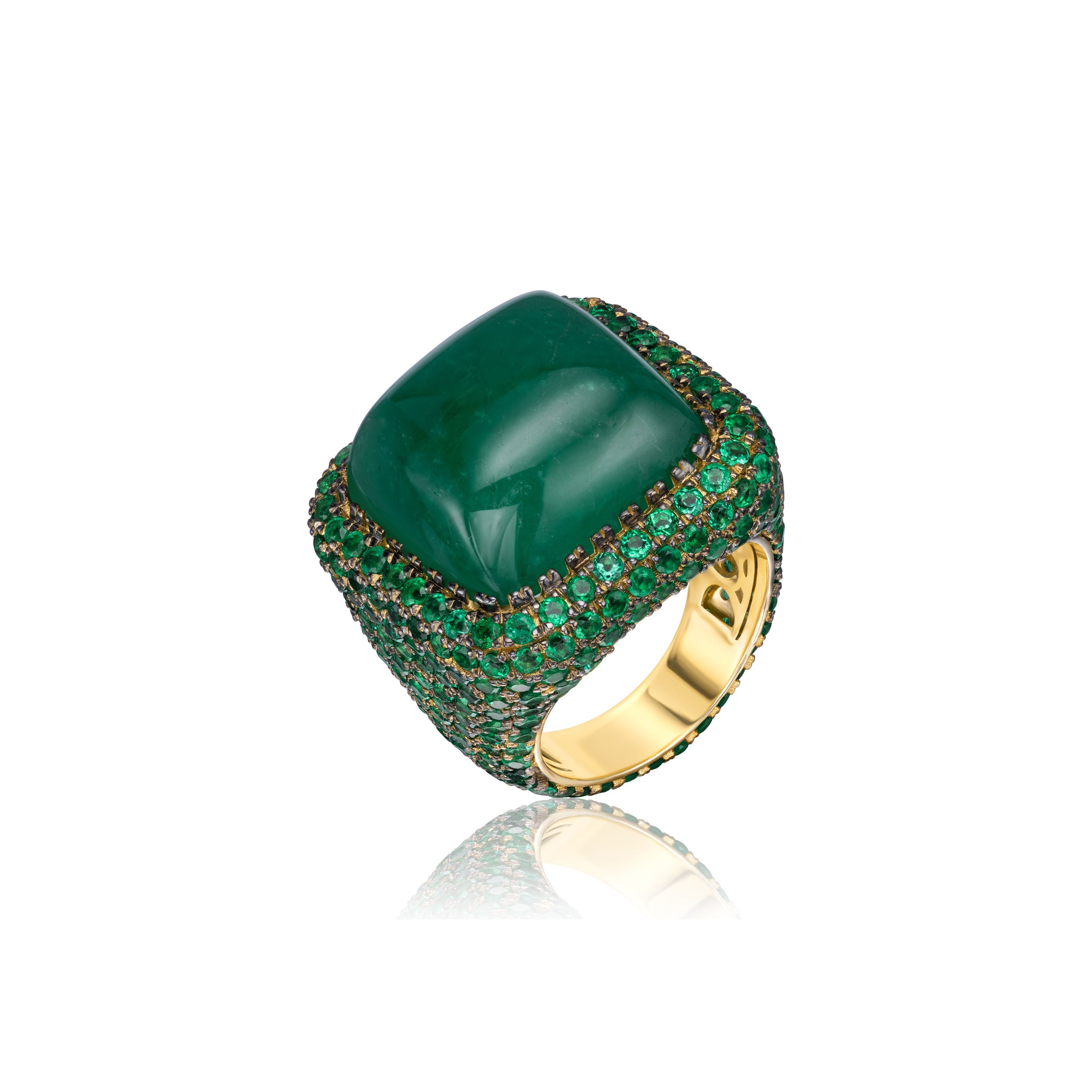 Emerald Cabochon Ring - 35.99ct TW