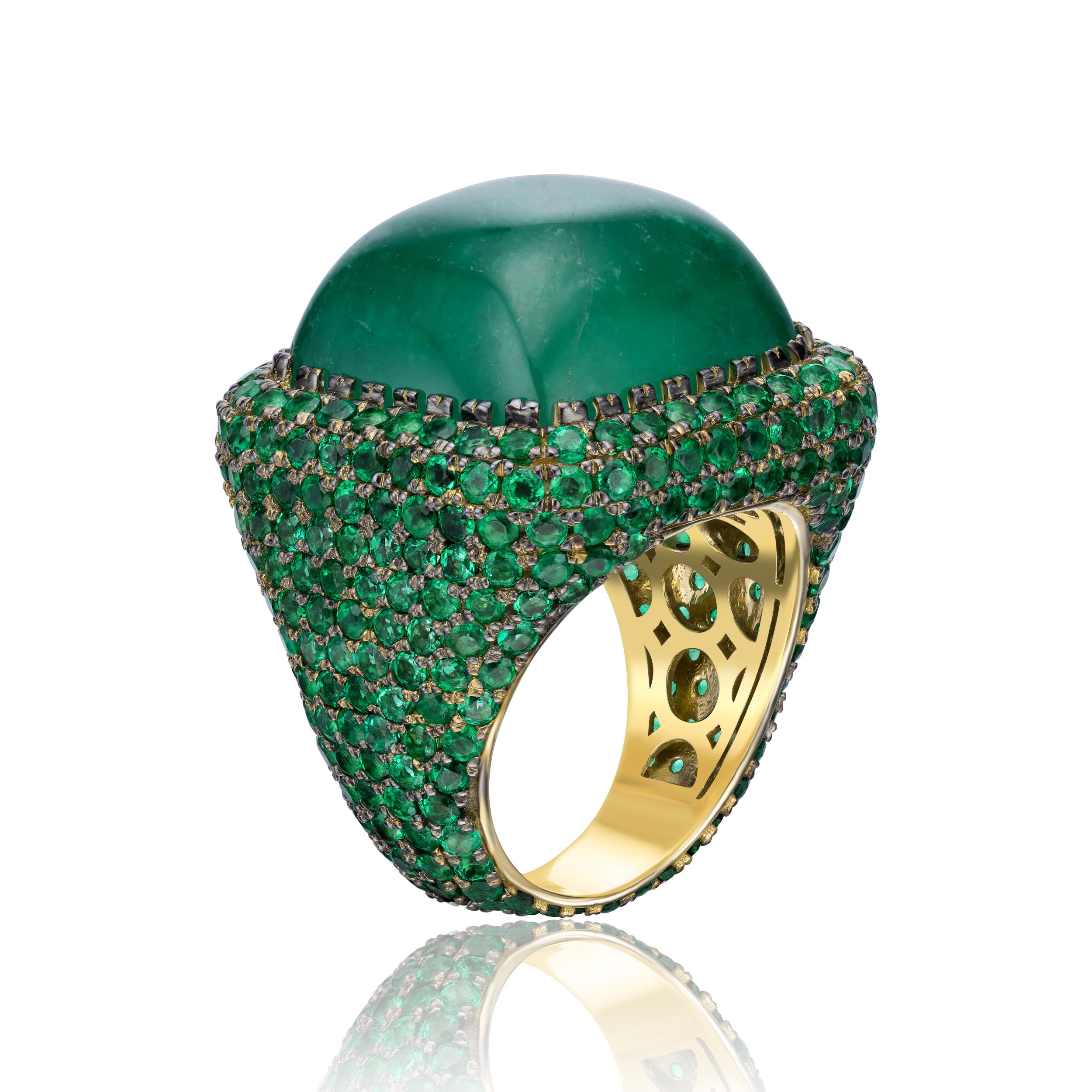 Emerald Cabochon Ring - 35.99ct TW