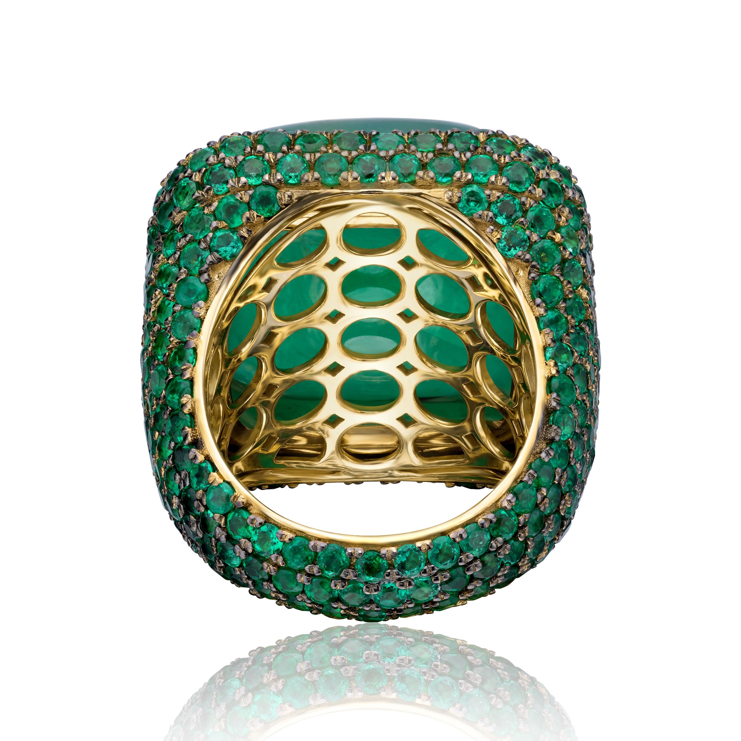 Emerald Cabochon Ring - 35.99ct TW