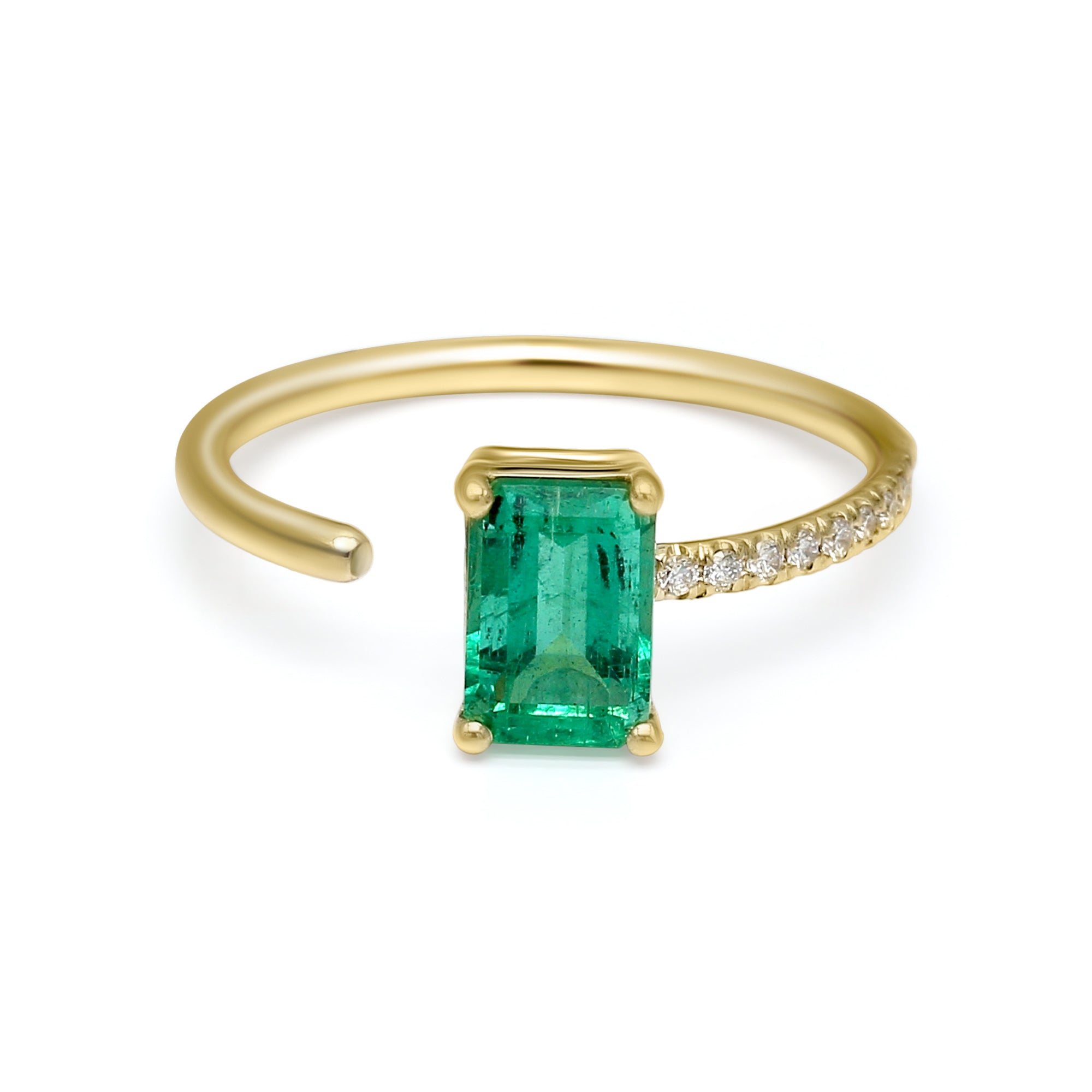 Emerald Open Shank Ring - 1.09ct TW