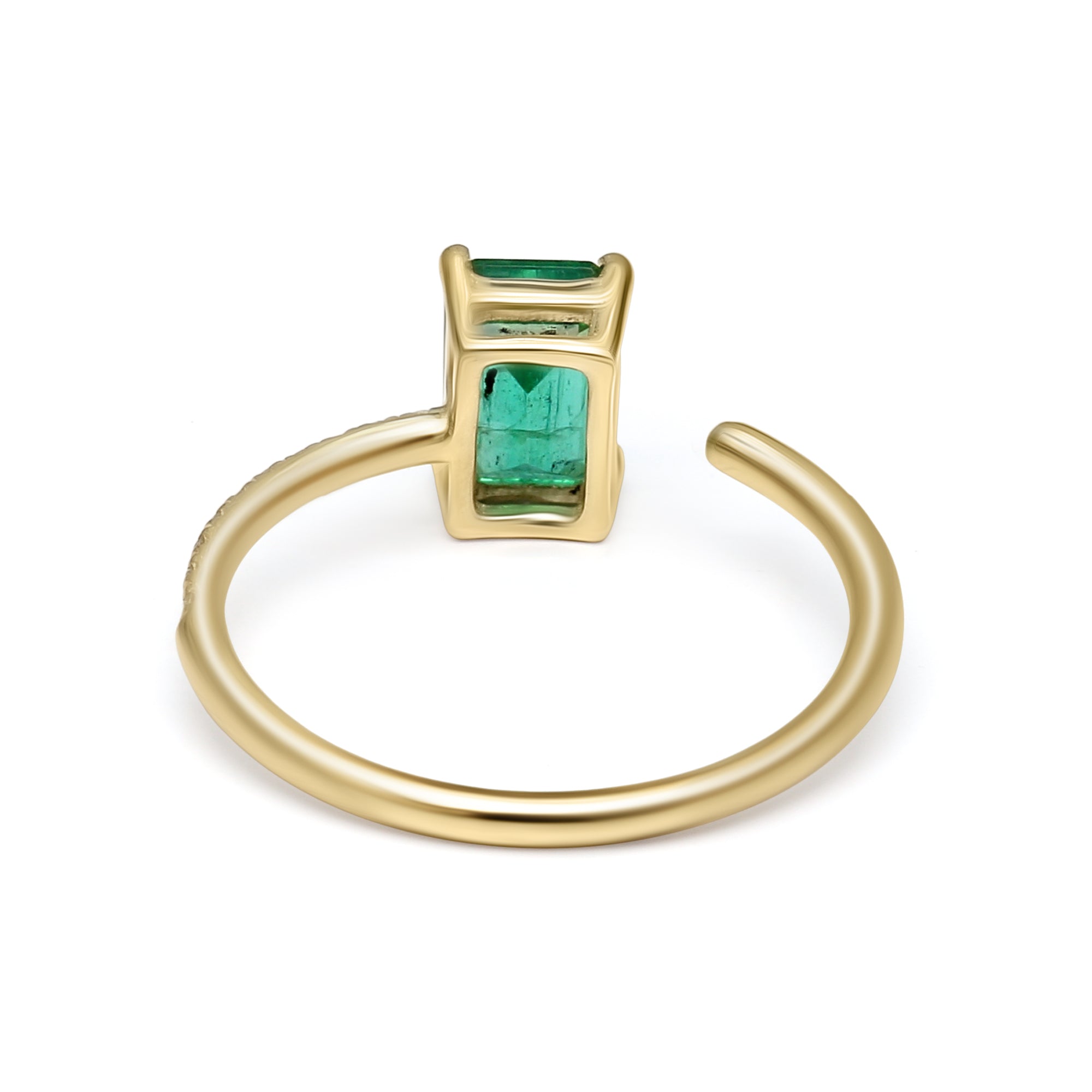 Emerald Open Shank Ring - 1.09ct TW