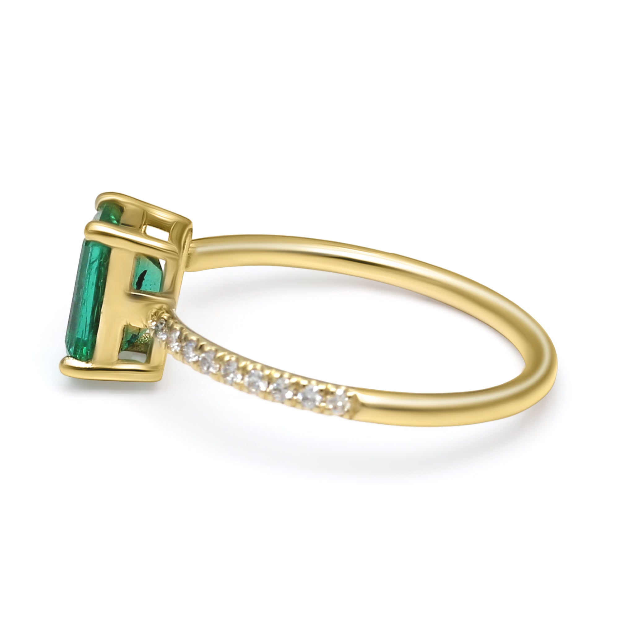 Emerald Open Shank Ring - 1.09ct TW