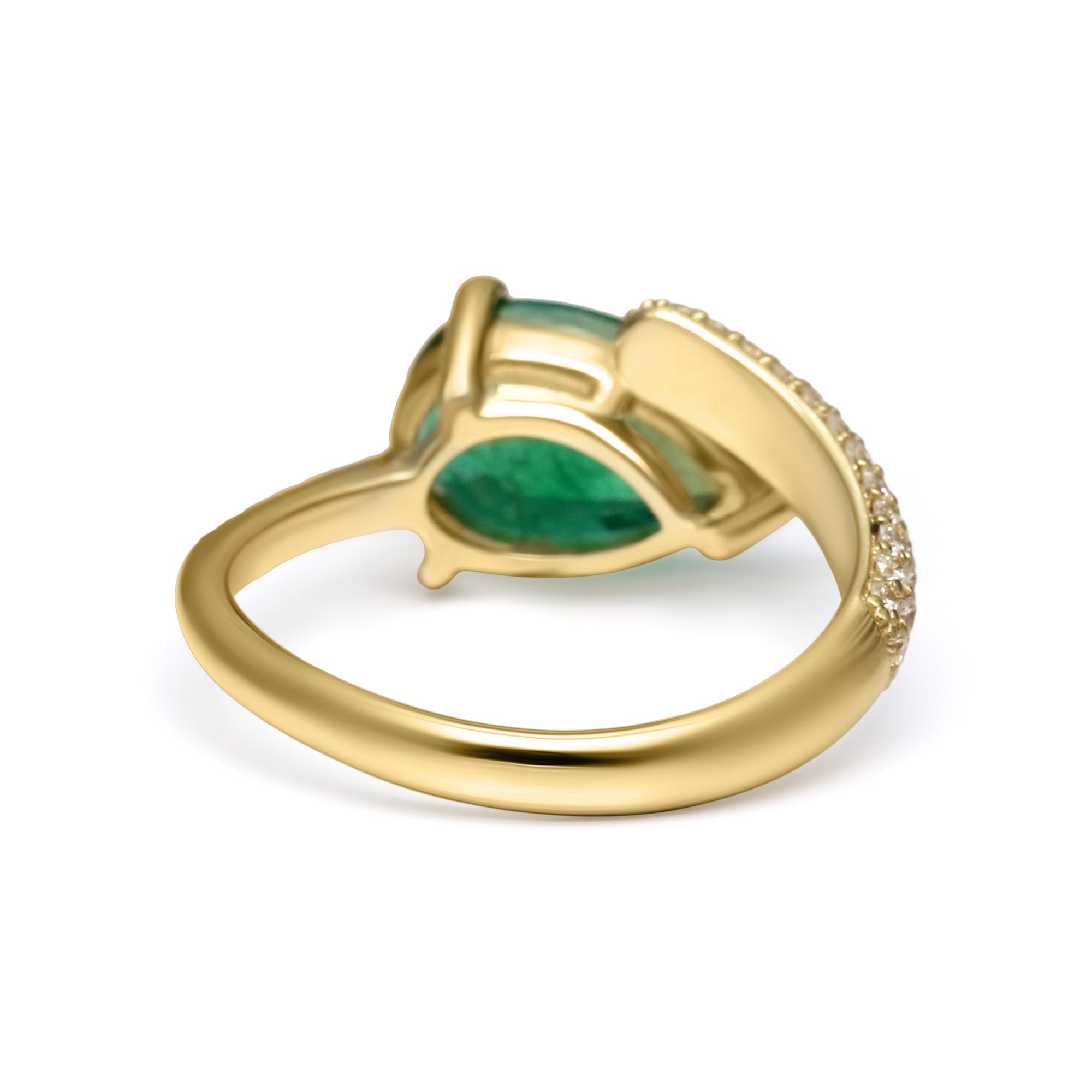 Emerald Pear Shape Open Shank Ring - Eshli Fine Jewelry