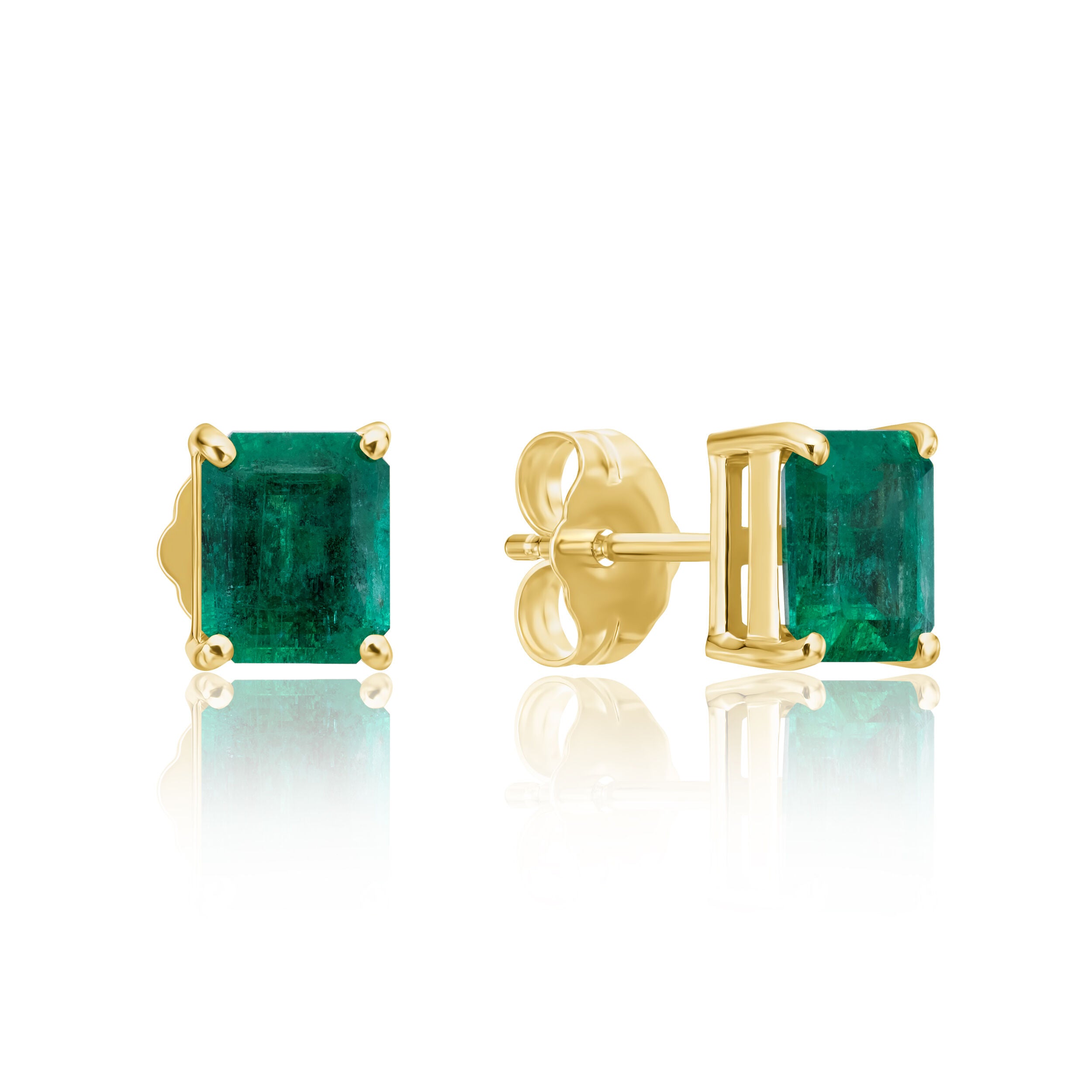 Emerald-Cut Emerald Stud Earrings - 1.45ct TW