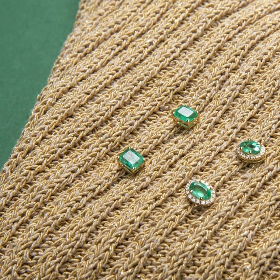 Emerald Stud Earrings - Eshli Fine Jewelry