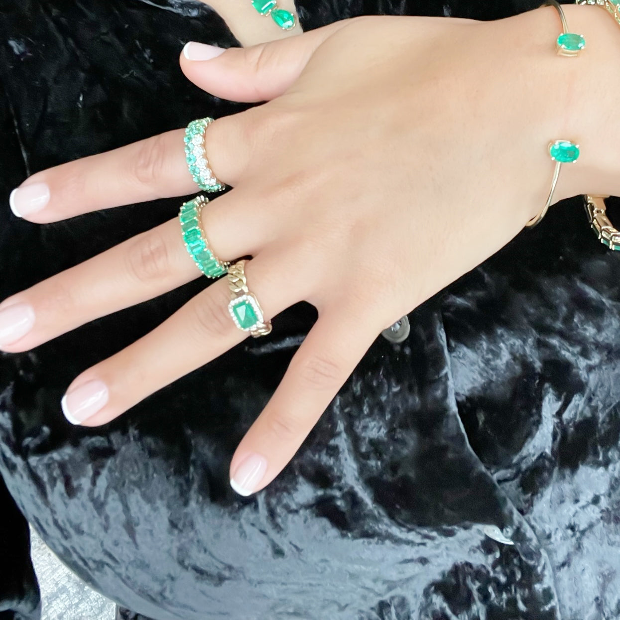 Emerald Cuban Style Ring - 1.15ct TW