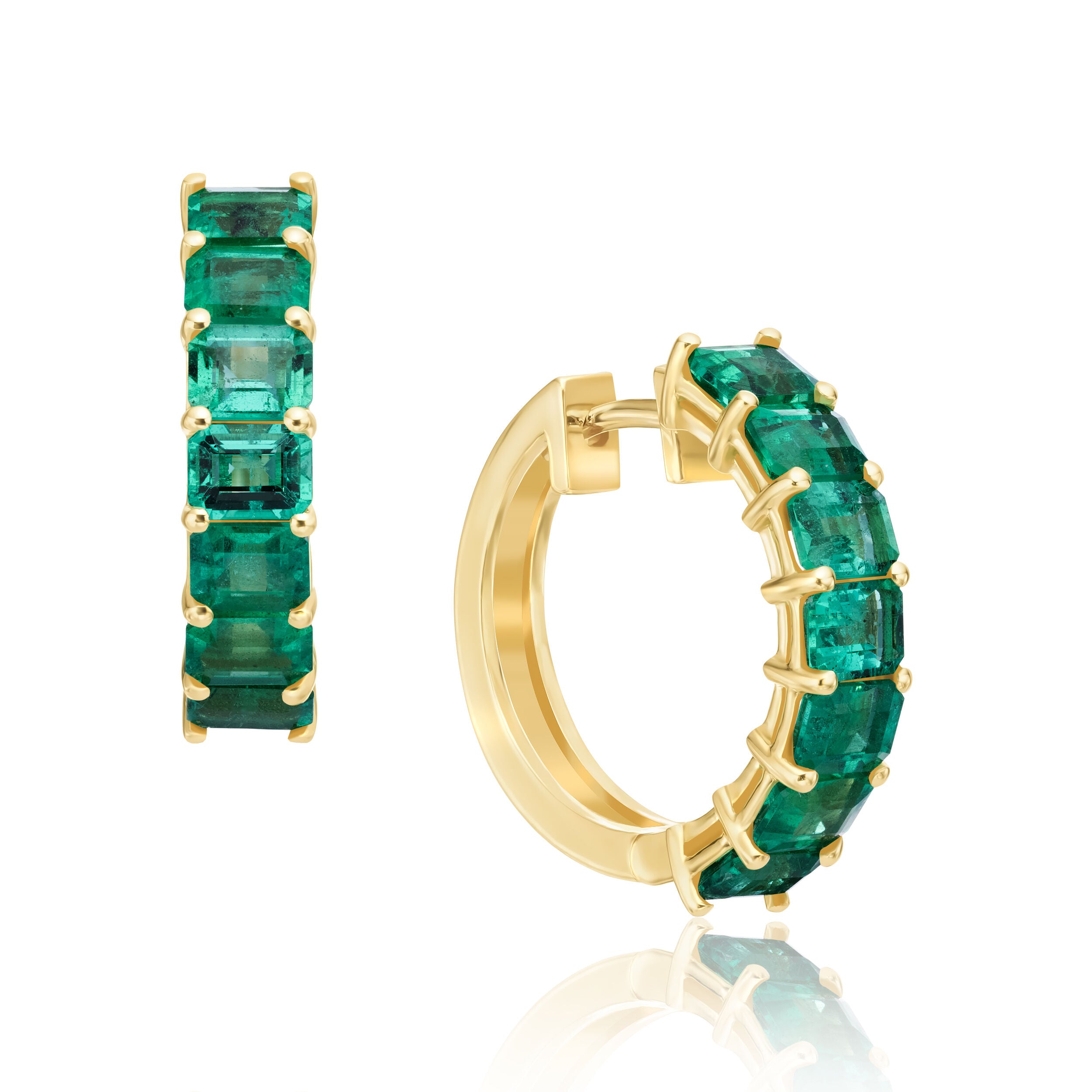 Emerald Huggie Hoop Earrings - 1.40ct TW