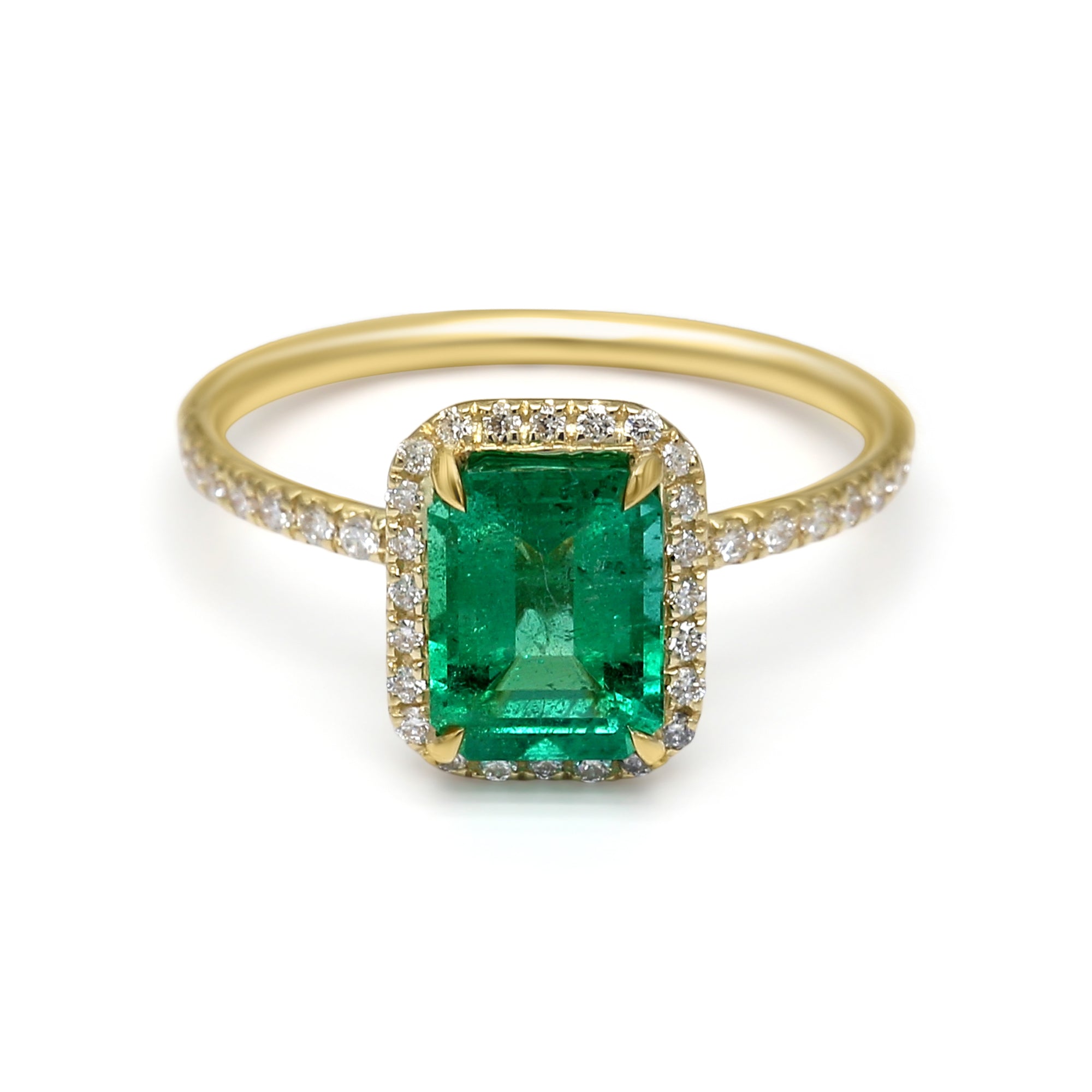 Emerald Halo Ring - 1.51ct TW