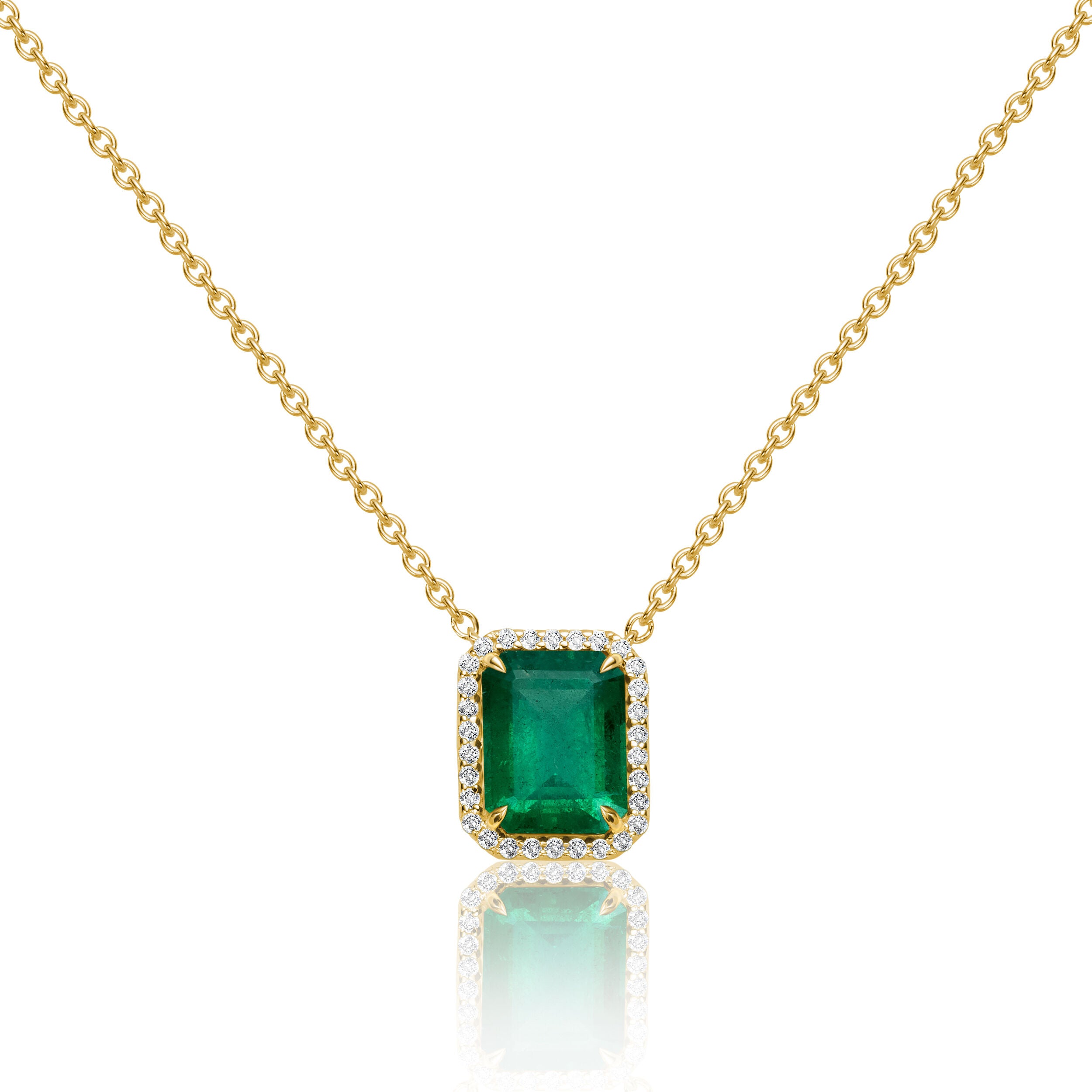 Emerald Halo Pendant - 2.24ct TW