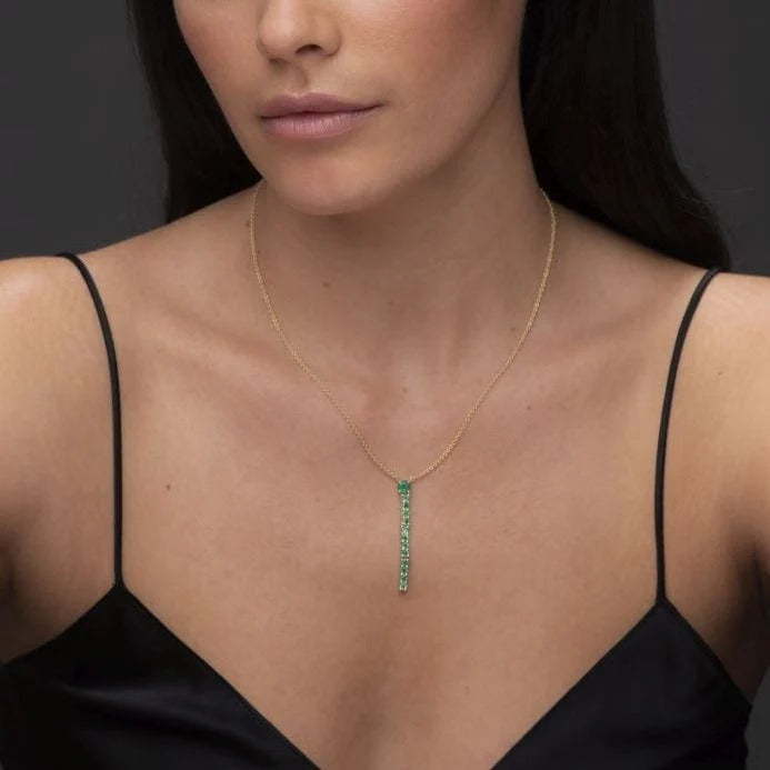 Emerald Line Pendant - Eshli Fine Jewelry