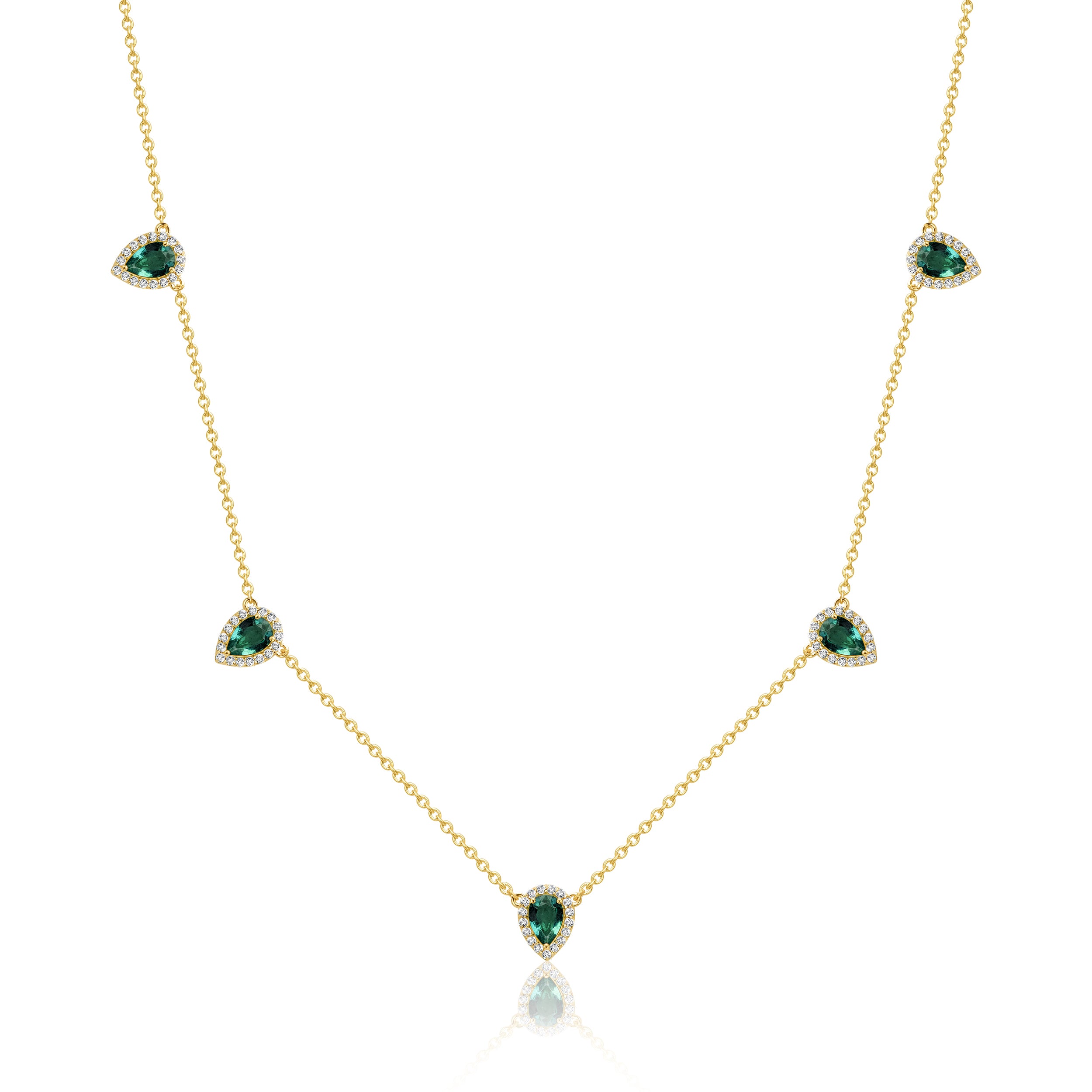 Emerald 5 Pear Shape Necklace - 2.12ct TW