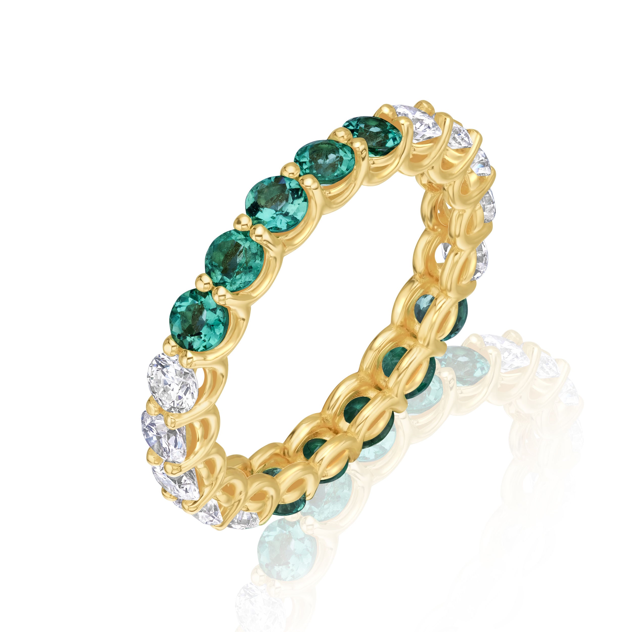 Diamond & Emerald Eternity Ring - 0.98 TCW