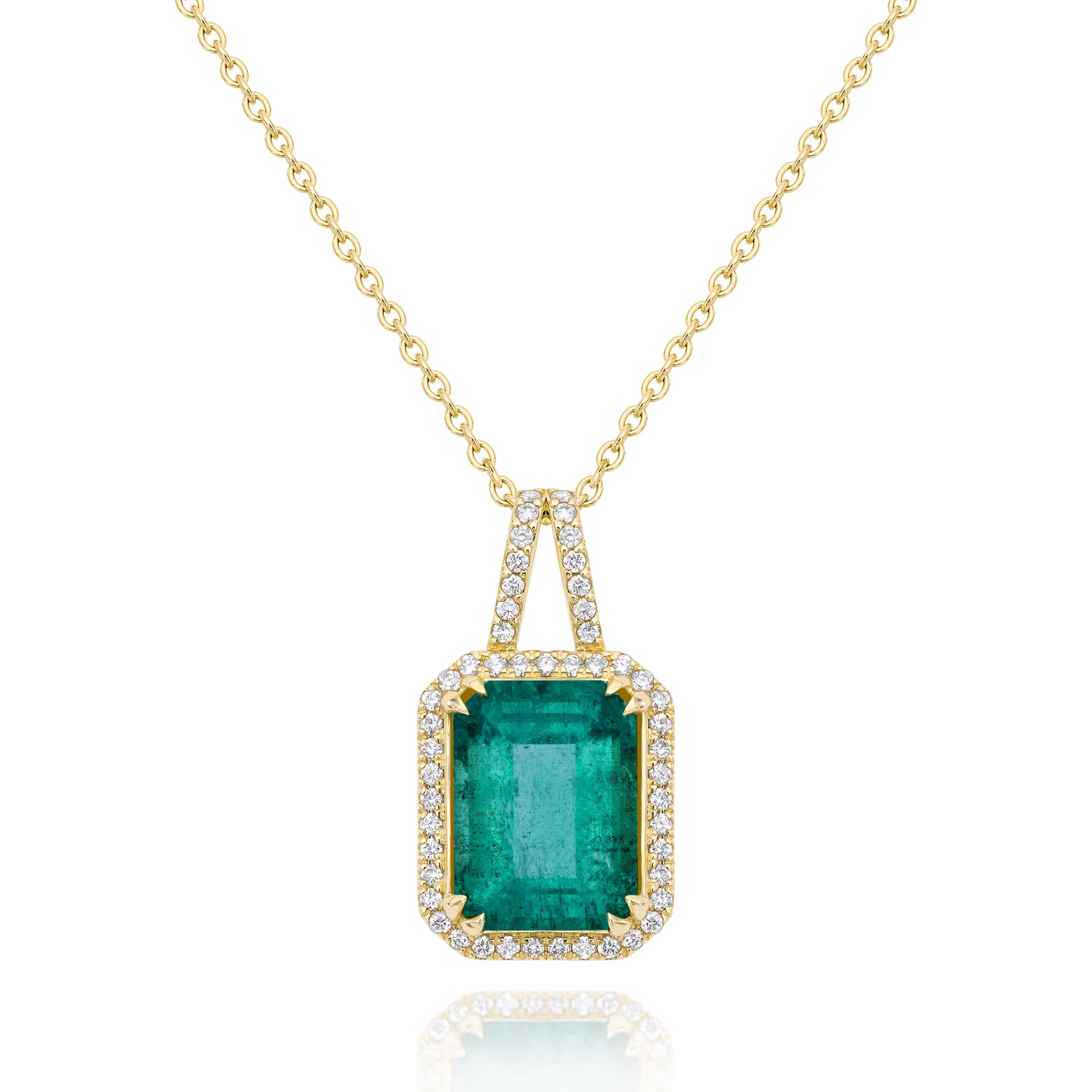 Emerald Halo Pendant - 5.16ct TW