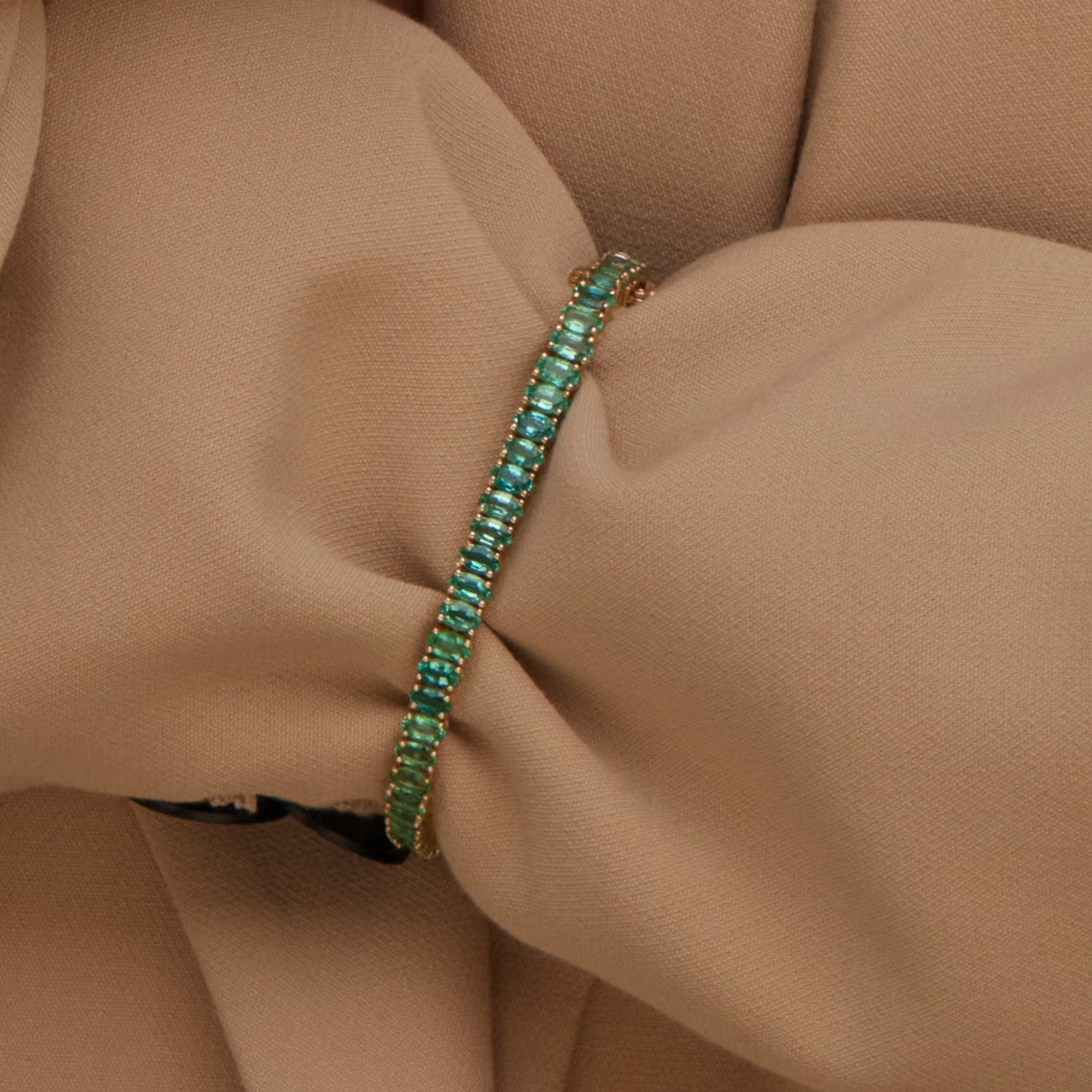 Emerald Oval Tennis Bracelet - Yellow Gold