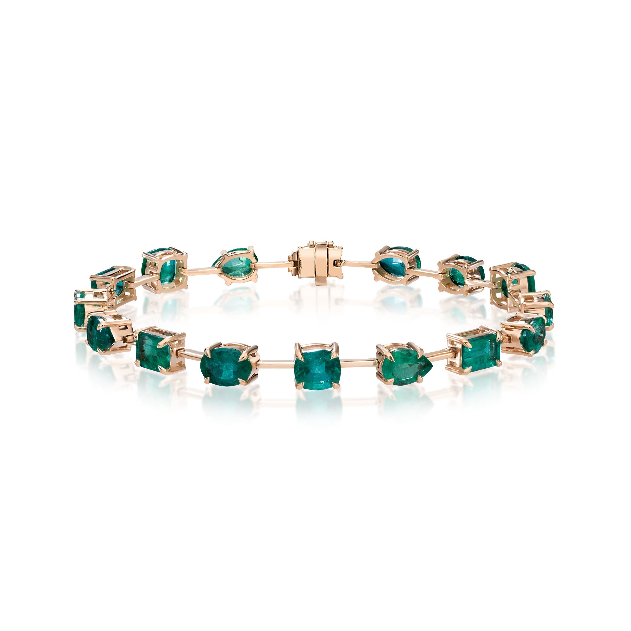 Emerald Mix Shape Bracelet - 11.57ct TW