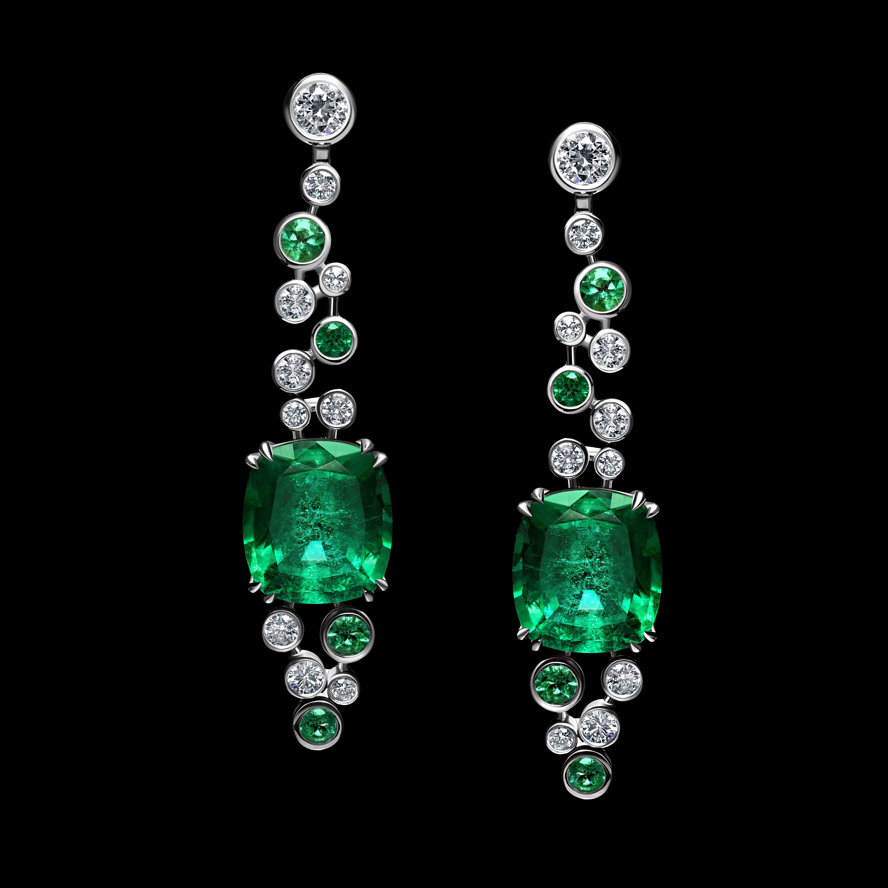 Cushion Emerald Drop Earrings - 9.97ct TW