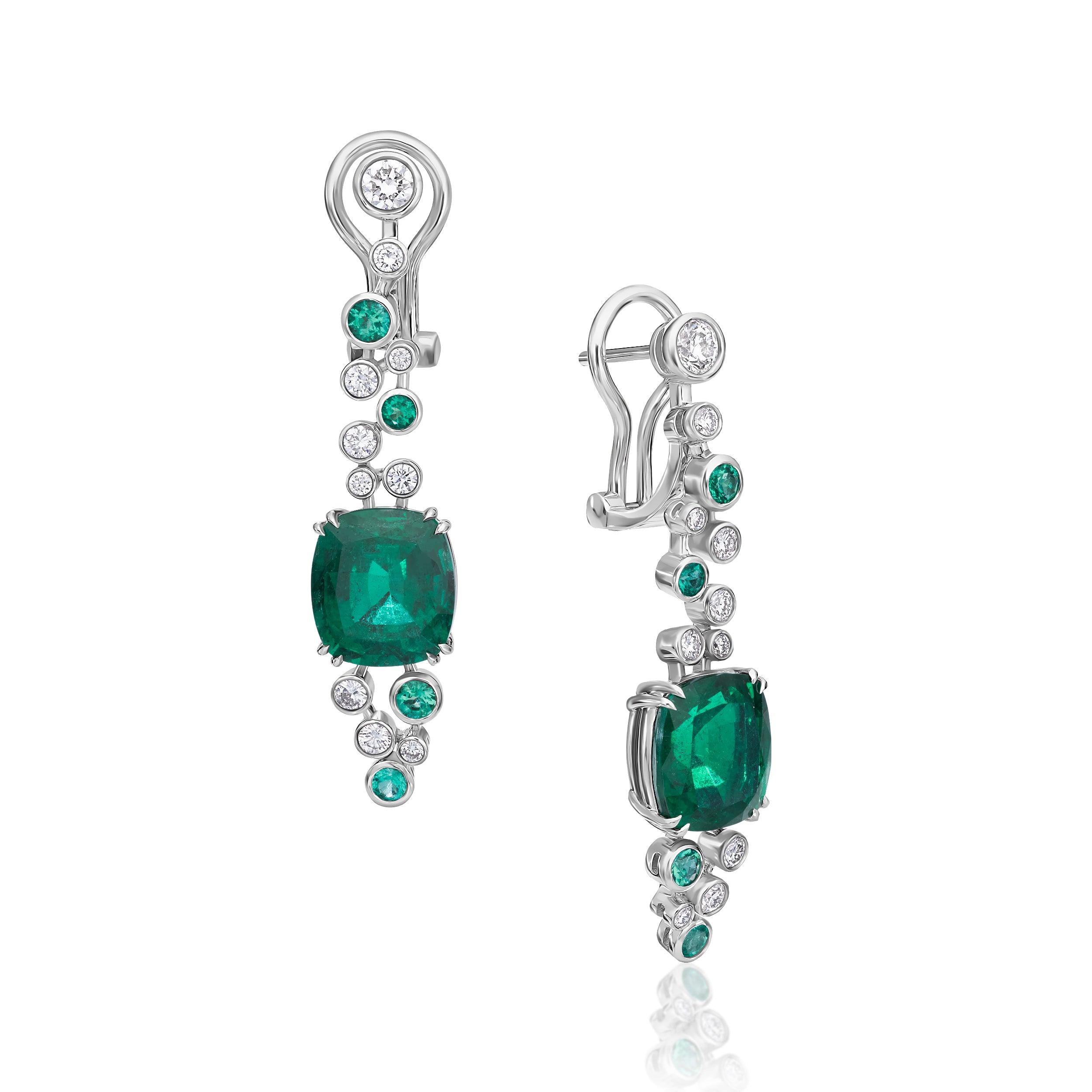 Cushion Emerald Drop Earrings - 9.97ct TW