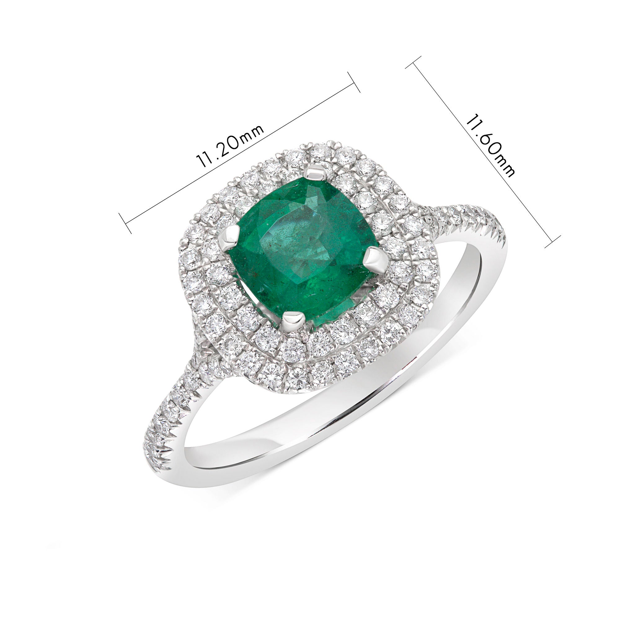 Emerald Double Halo Ring - 1.35ct TW