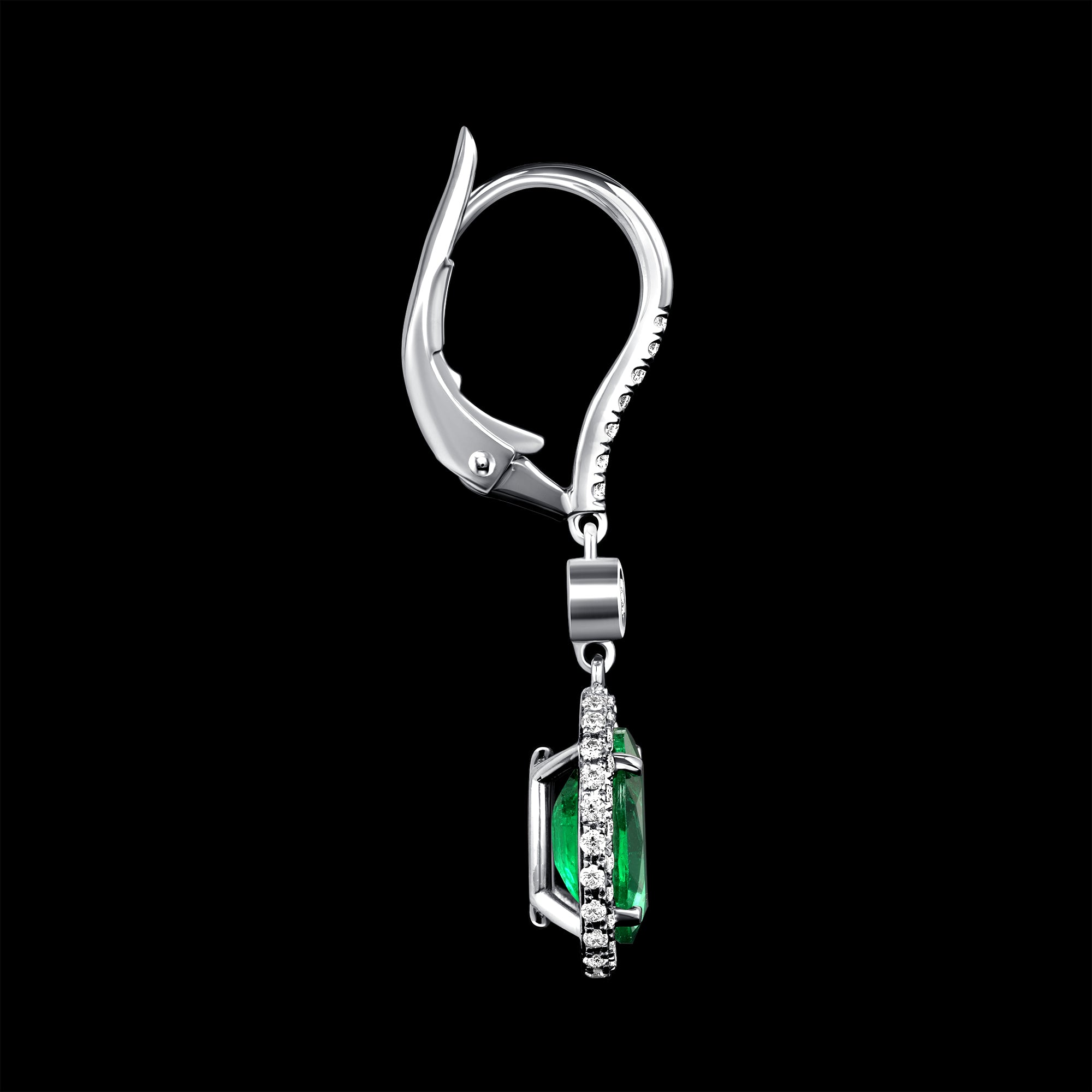 Oval Emerald Halo Drop Earrings - 2.66ct TW