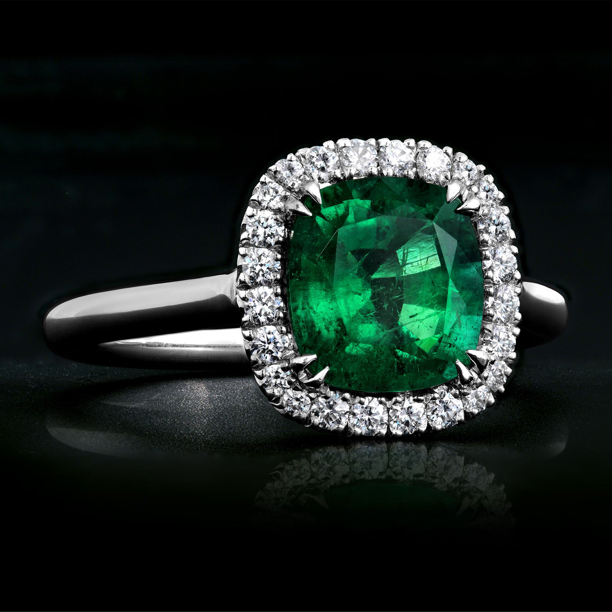 Emerald Halo Ring - 1.92ct TW