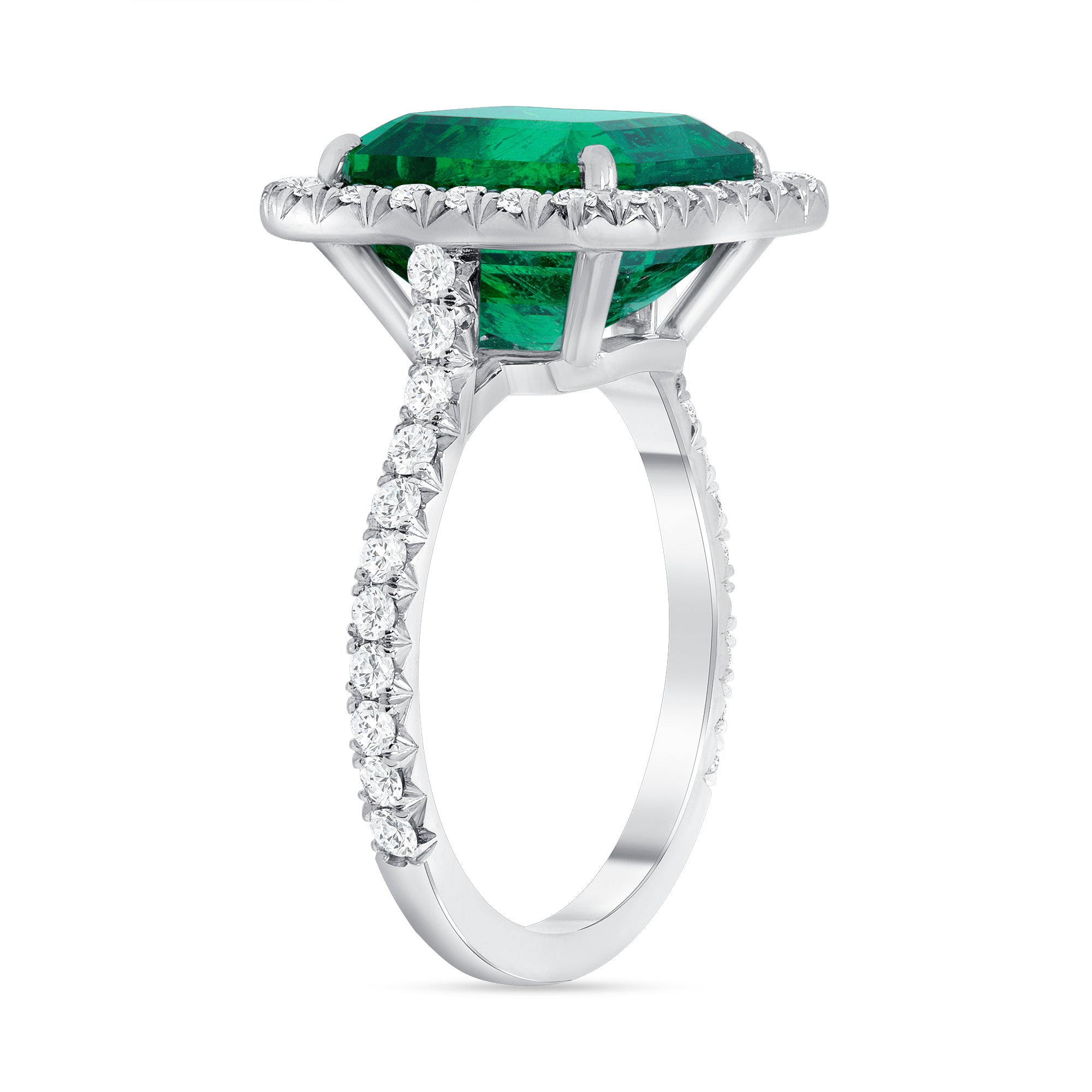 Square Emerald Halo Ring - 5.89ct TW